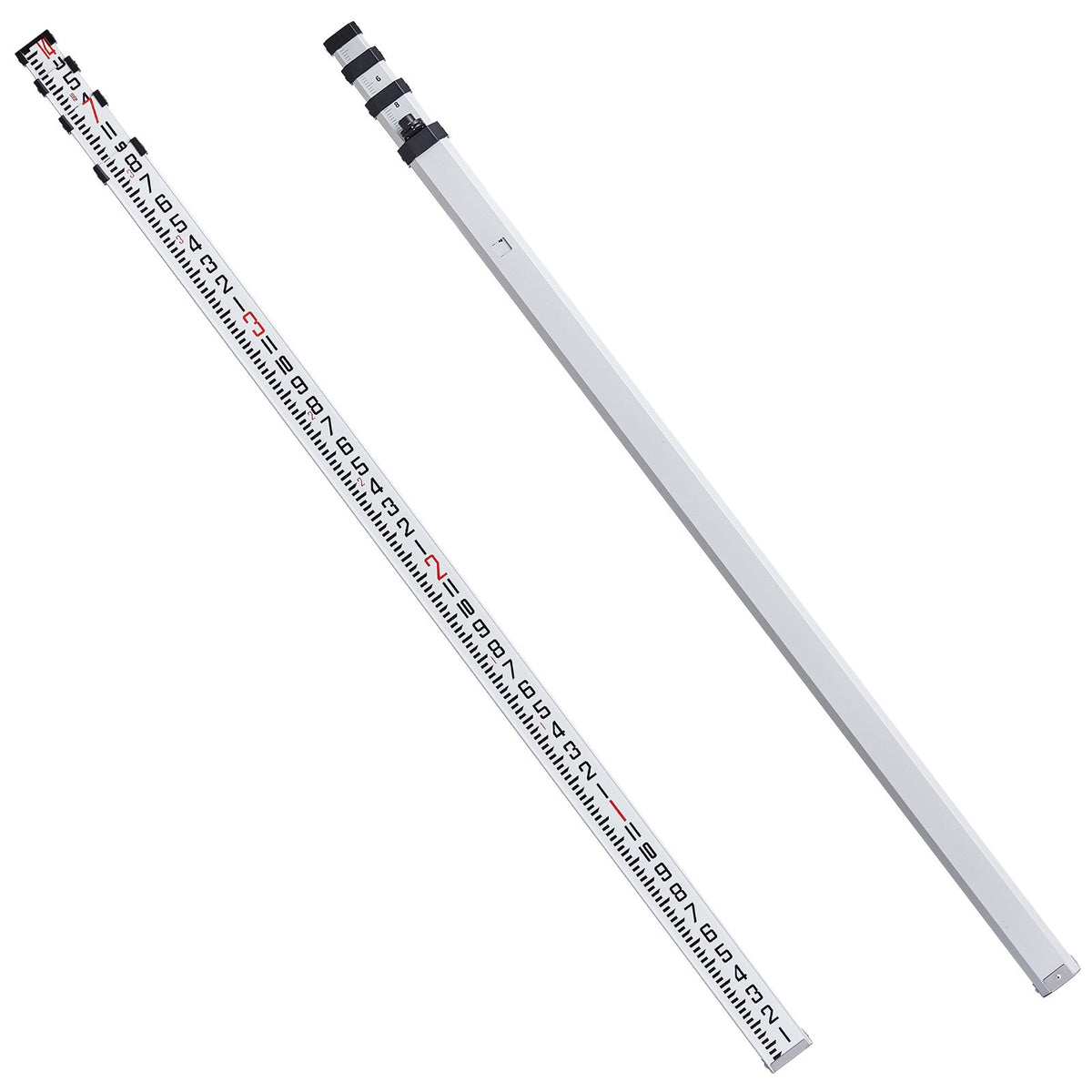VEVOR Aluminum Grade Rod, 14-Feet/8ths 4 Sections Telescopic Measuring Rod, Double-Sided Scale 1/8in Leveling Rod Stick, Aluminum Alloy Survey Rod w/ Bubble Level &amp;Carrying Bag for Houses,Walls,Floors