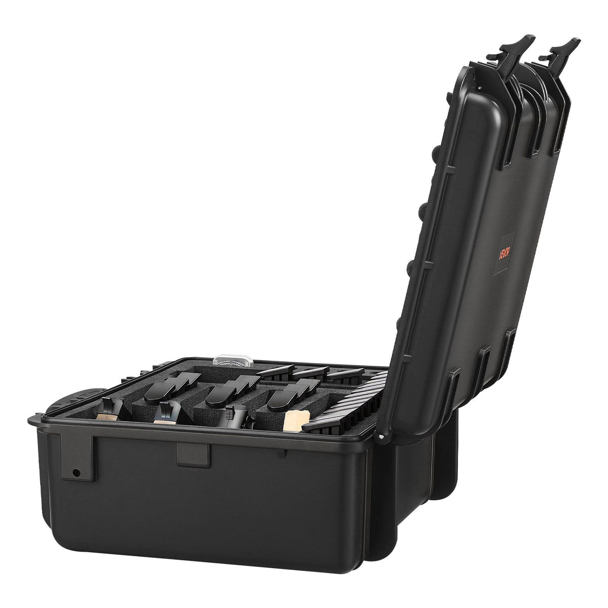 Hard Pistol Case, Heavy Duty Hard Gun Case with XPE Foam Interior, Waterproof Pistol Storage Box with Customizable Lining & Handle for Gun, Lenses, Camera, Gear, TSA Compliant, 475x415x215 mm