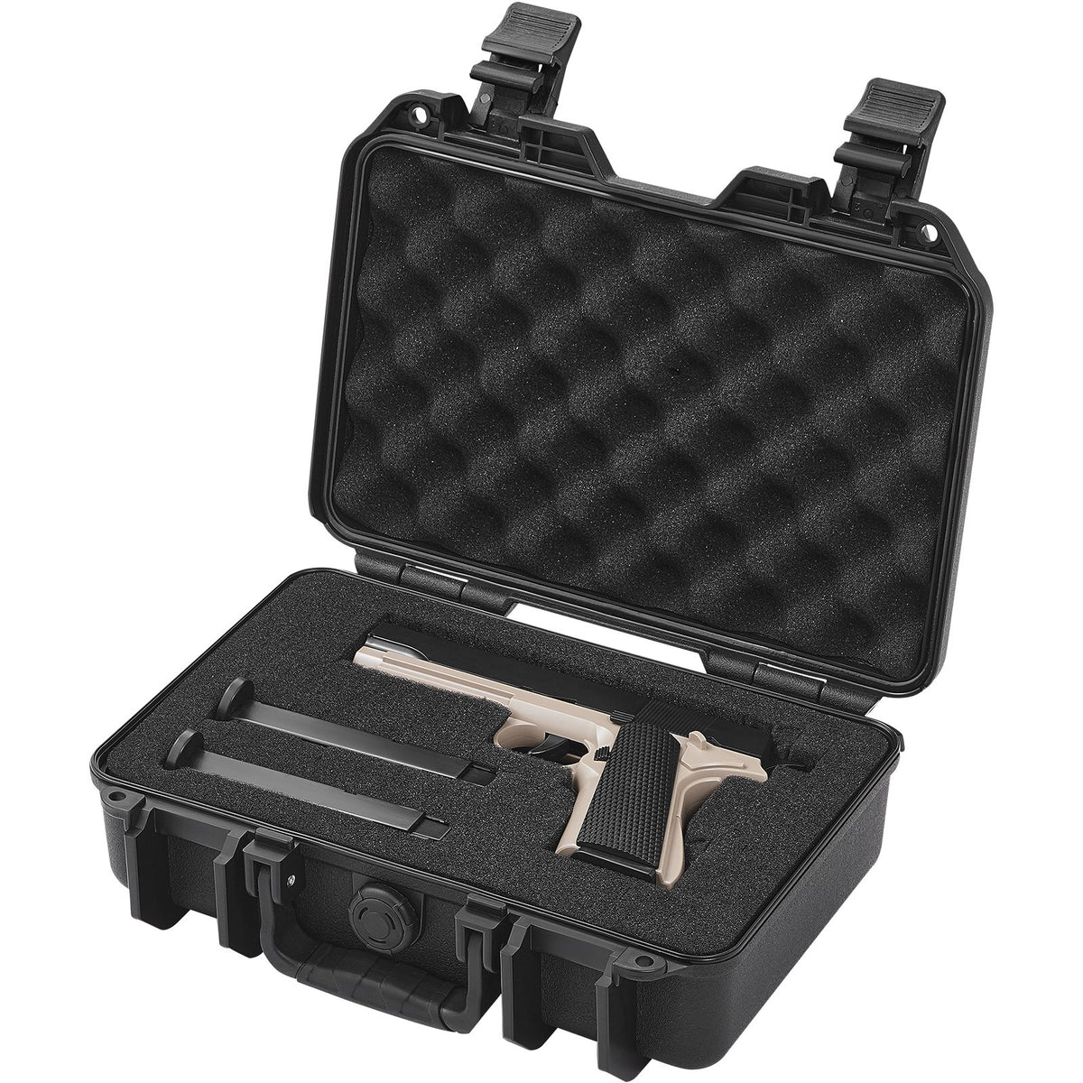 VEVOR Hard Pistol Cases with Pre-cut PU Foam, Waterproof &amp; Dustproof Hard Gun Case for 1 Pistol, 12.59×9.01×4.4 in Lockable Pistol Case, Black
