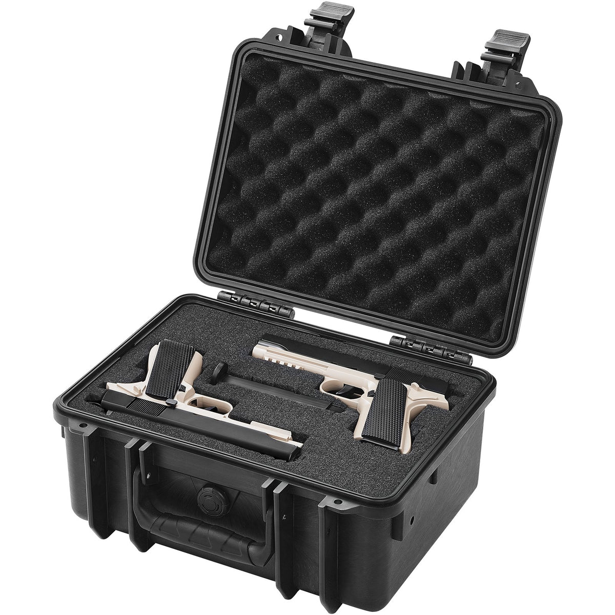 VEVOR Hard Pistol Cases with Pre-cut PU Foam, Waterproof &amp; Dustproof Hard Gun Case for 2 Pistol, 14.1×11.5×7.6 in Lockable Pistol Case, Black