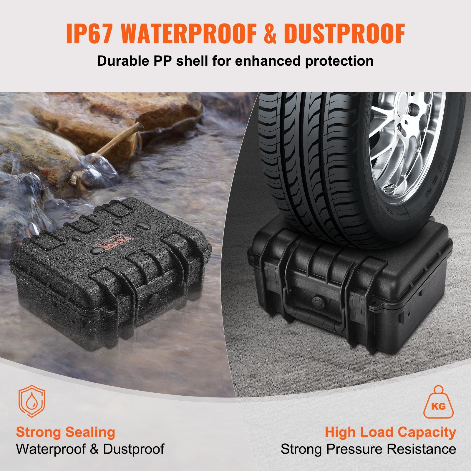 VEVOR Hard Pistol Cases with Pre-cut PU Foam, Waterproof & Dustproof Hard Gun Case for 2 Pistol, 14.1×11.5×7.6 in Lockable Pistol Case, Black