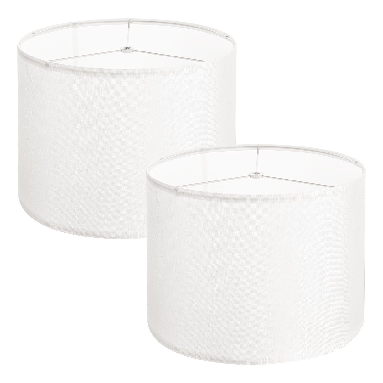 Drum Lamp Shade 2 Set, 33 cm Top x 33 cm Bottom x 25 cm High, Medium Drum Linen Lampshade, Replacement Lamp Shade for Table Lamps Floor Lamps Pendant Lights, Easy Assembly Required (Off-white)