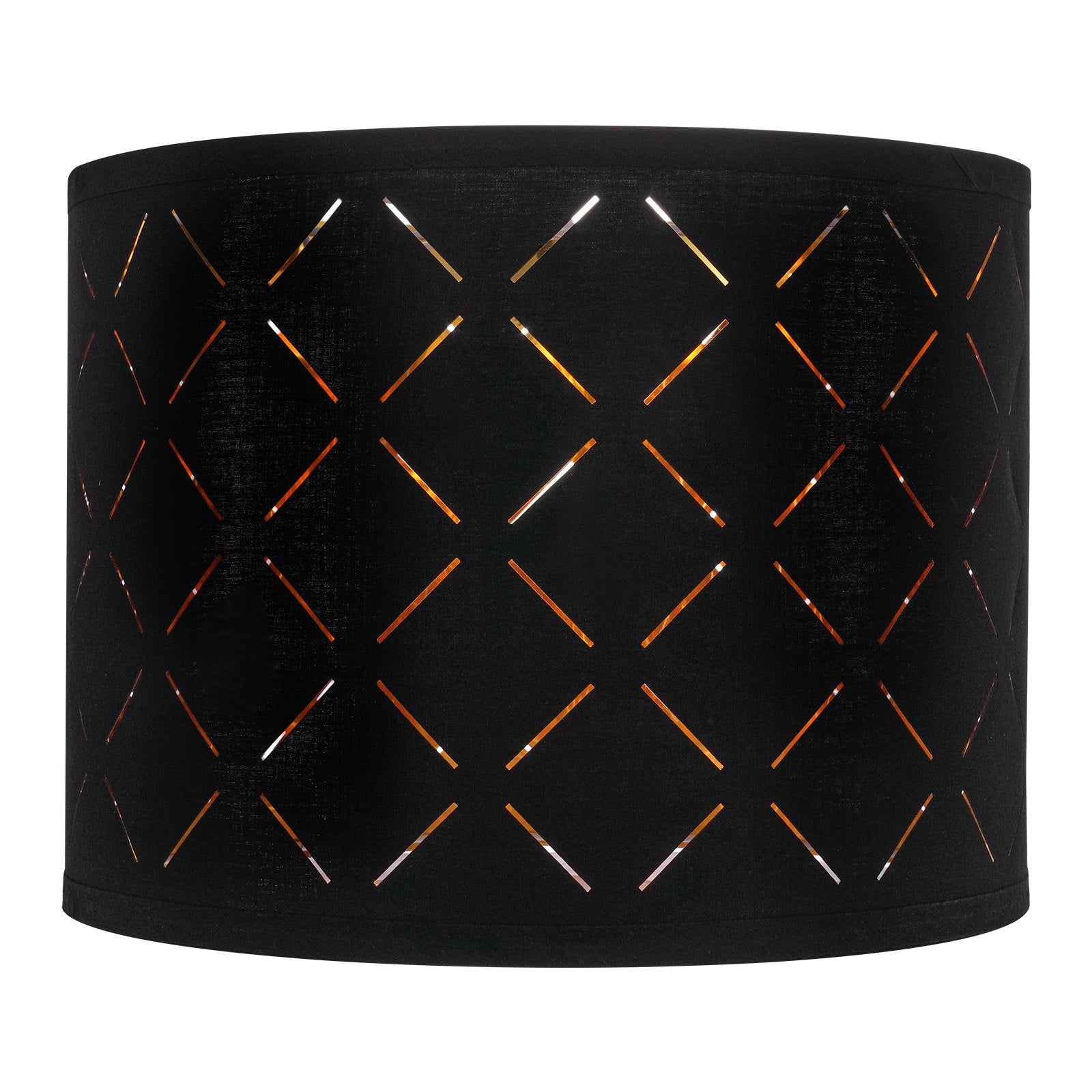 VEVOR Drum Lamp Shade 2 Set, 33 cm Top x 33 cm Bottom x 25 cm High, Medium Drum Lampshade with Harp, Replacement Lamp Shade for Table Lamps Floor Lamps Pendant Lights, Black Diamond Hollow Design