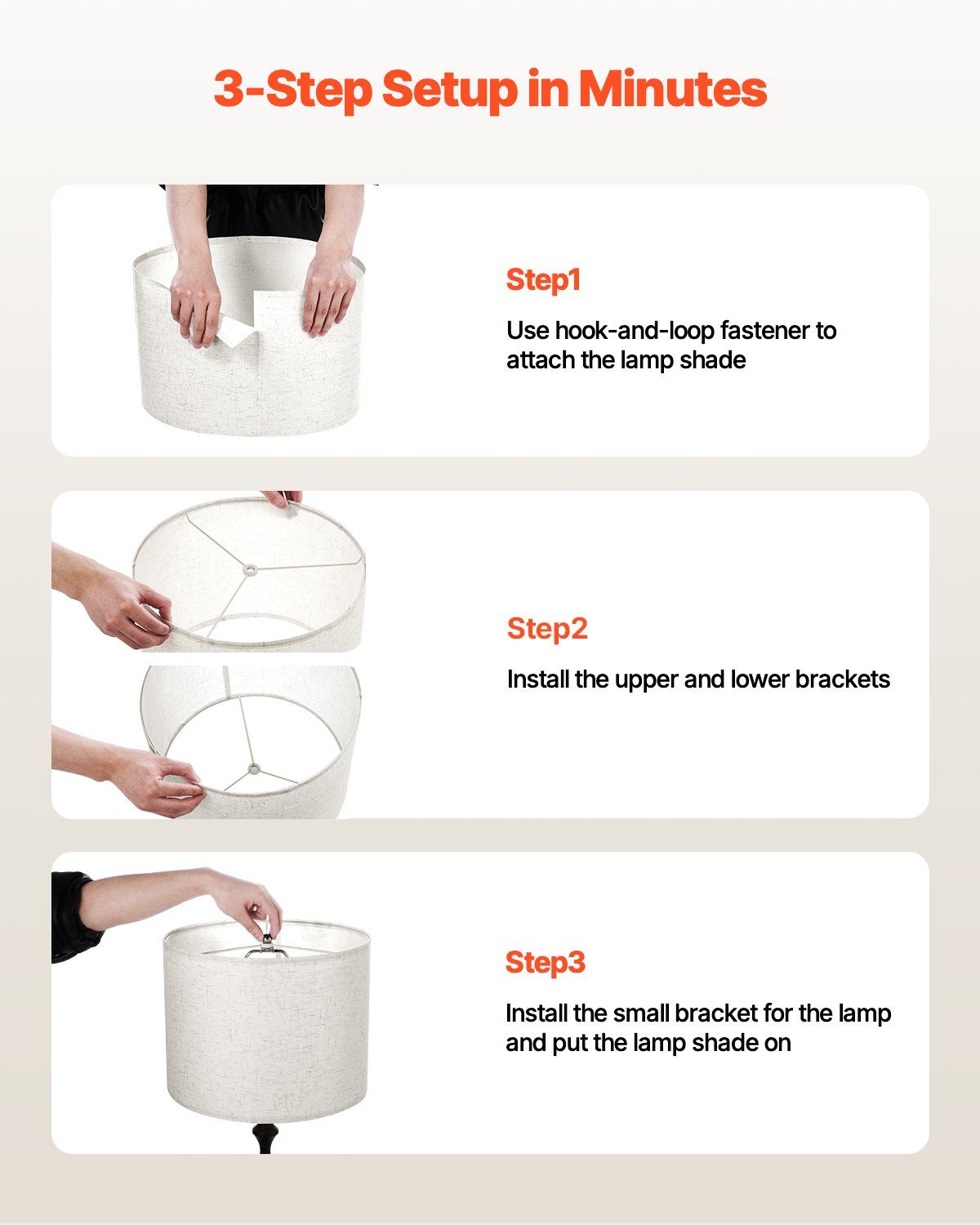 Drum Lamp Shade, 33 cm Top x 33 cm Bottom x 25 cm High, Medium Drum Linen Lampshade, Replacement Lamp Shade for Table Lamps Floor Lamps Pendant Lights, Easy Assembly Required (Light Linen)