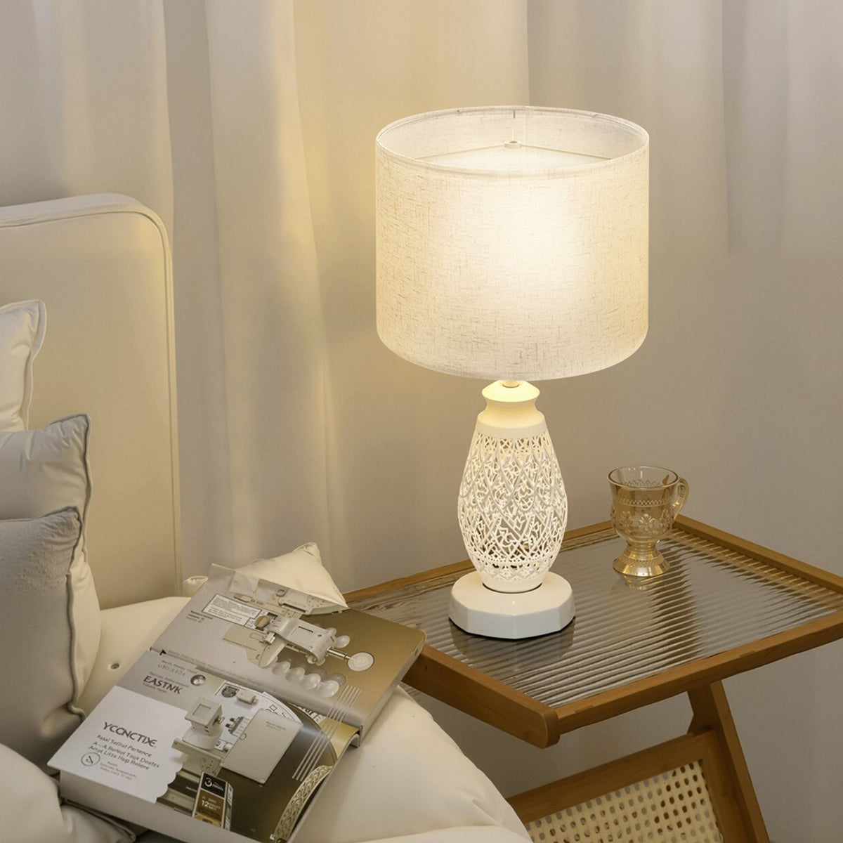 Drum Lamp Shade, 33 cm Top x 33 cm Bottom x 25 cm High, Medium Drum Linen Lampshade, Replacement Lamp Shade for Table Lamps Floor Lamps Pendant Lights, Easy Assembly Required (Light Linen)