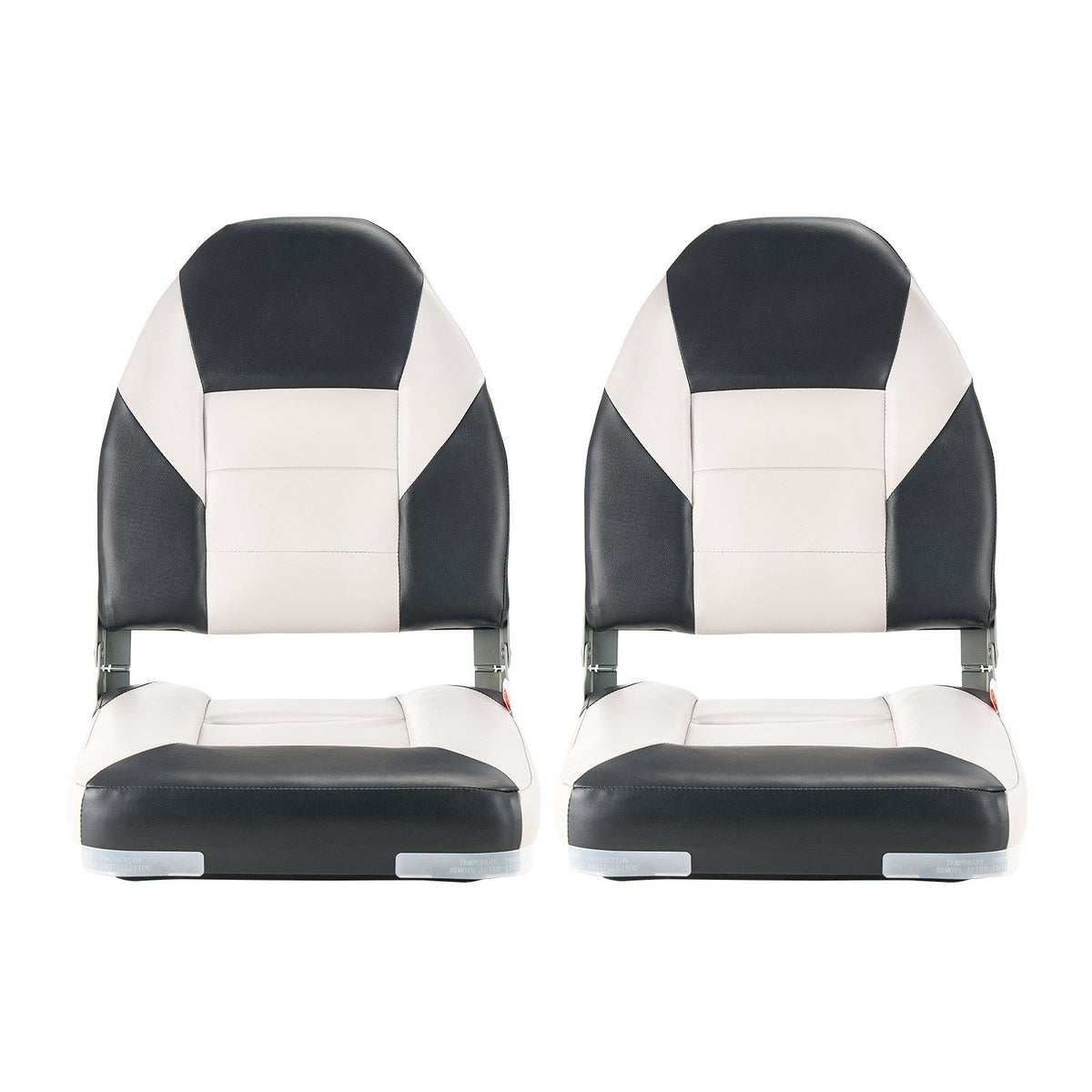 Boat Seat, High Backrest, Folding Fishing Boat Seat with Thickened Sponge Cushion & Waterproof PVC Leather, Aluminum Alloy Hinges, Flip Up Boat Seat for Boats, Yachts, Ships, Black & Grey