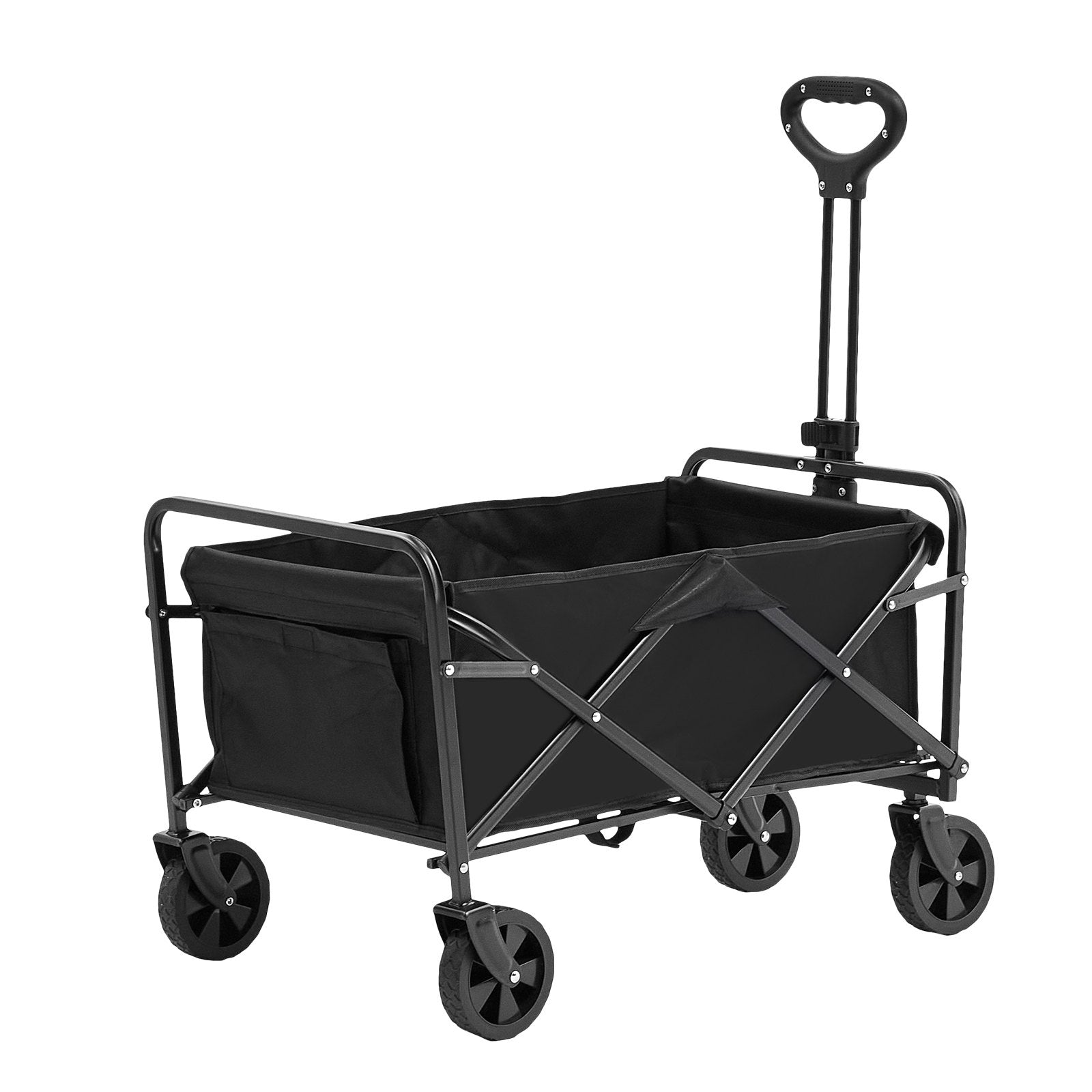 VEVOR Collapsible Folding Wagon, 2 cu.ft Grass Wagon Cart with All-Terrain 5in Wheels, Heavy Duty Folding Wagon Cart 220 lbs Weight Capacity with Drink Holders, Sports Wagon for Camping, Shopping, Gar