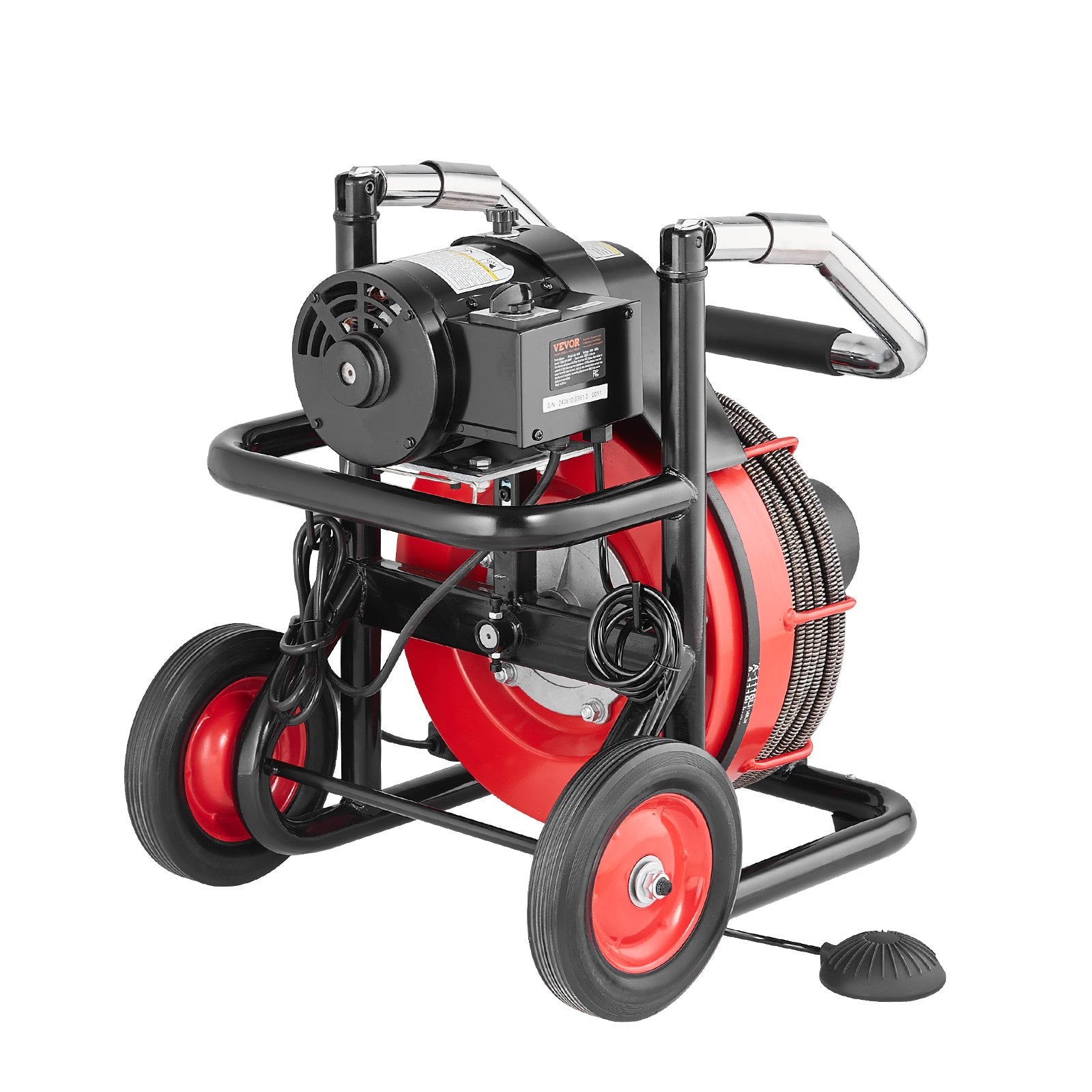 VEVOR Drain Cleaner Machine Electric Drain Auger 100FT x 3/8 In Auto Feed