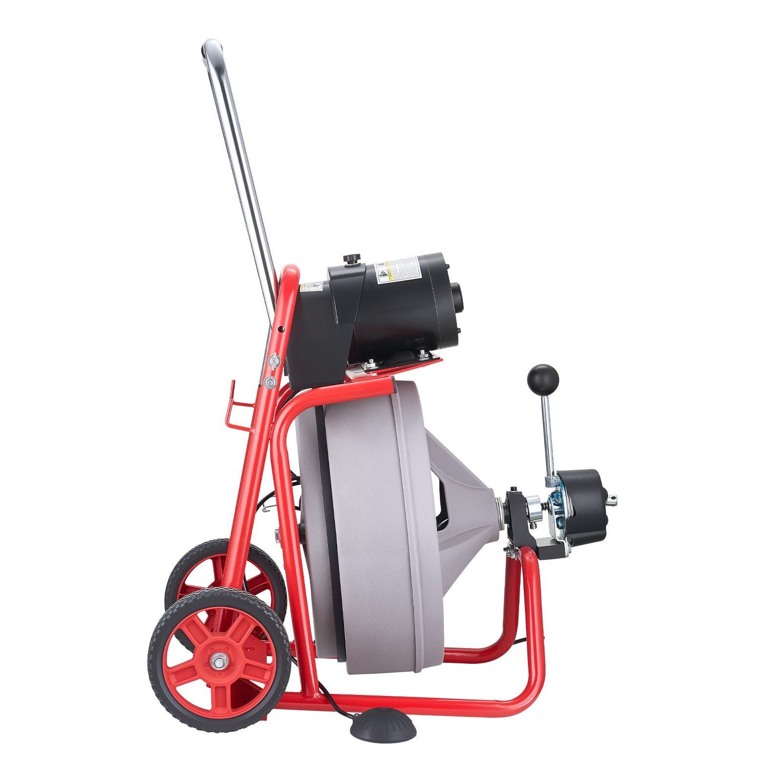 Drain Cleaner Machine 22m x 13mm, Auto Feed Sewer Snake Drain Auger on Wheels, Portable Drain Cleaning Machine with 8 Cutters & Air-Activated Foot Switch for 50mm to 150mm Pipes