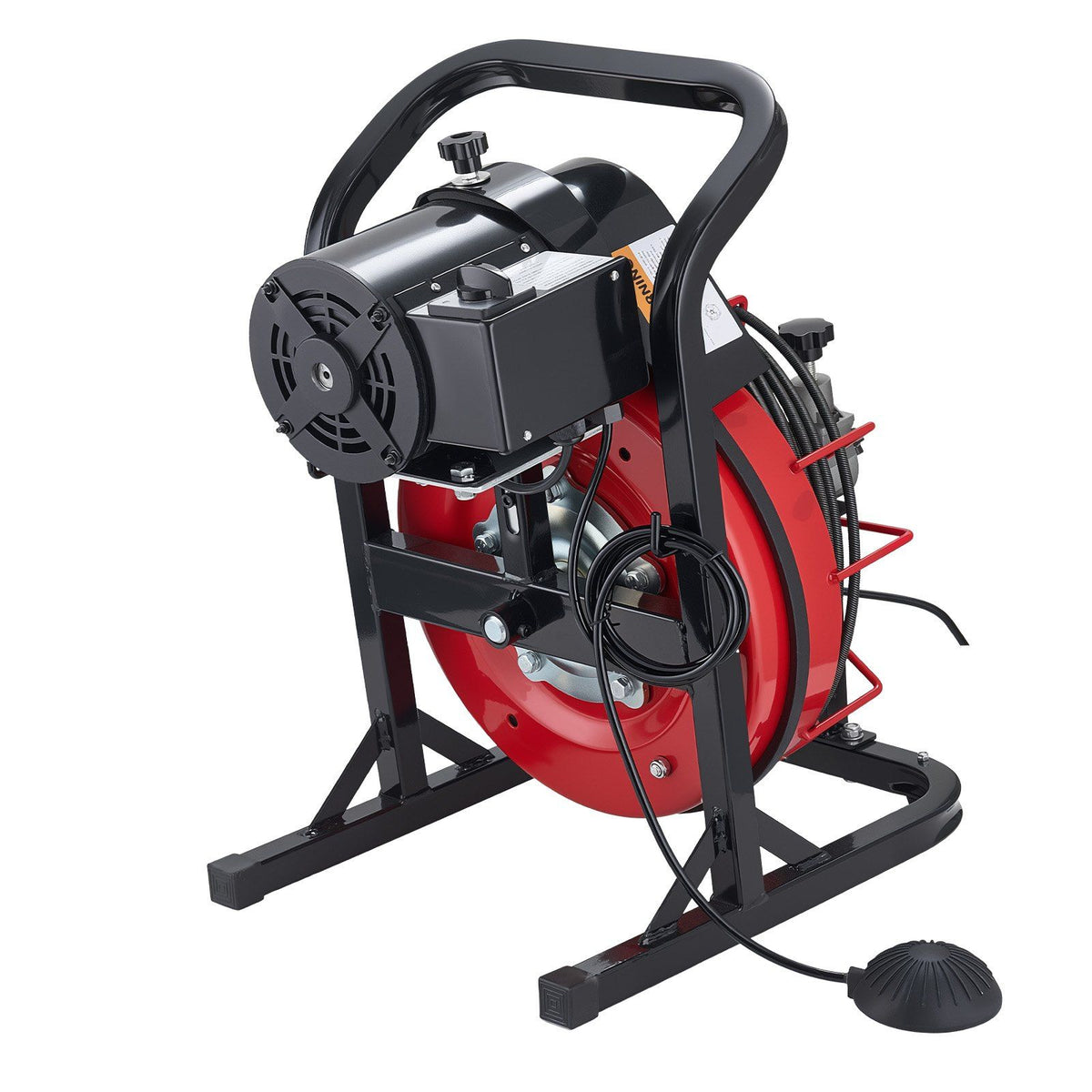 Drain Cleaner Machine 15m x 8mm, Auto Feed Sewer Snake Auger with 4 Cutters &amp; Air-activated Foot Switch for 50mm to 100mm Pipes
