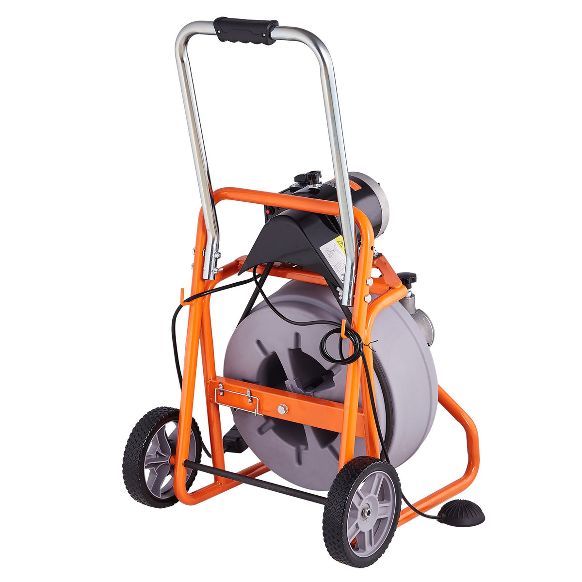 VEVOR Drain Cleaner Machine 100FT x 1/2 Inch, Auto Feed Sewer Snake Drain Auger on Wheels, Portable Drain Cleaning Machine with 8 Cutters &amp; Air-activated Foot Switch for 2" to 4" Pipes