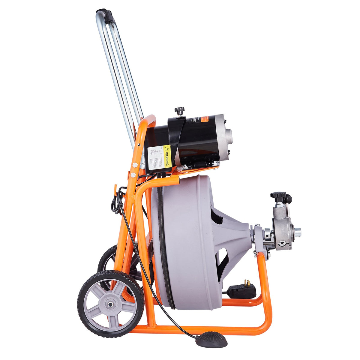 VEVOR Drain Cleaner Machine 100FT x 1/2 Inch, Auto Feed Sewer Snake Drain Auger on Wheels, Portable Drain Cleaning Machine with 8 Cutters & Air-activated Foot Switch for 2" to 4" Pipes