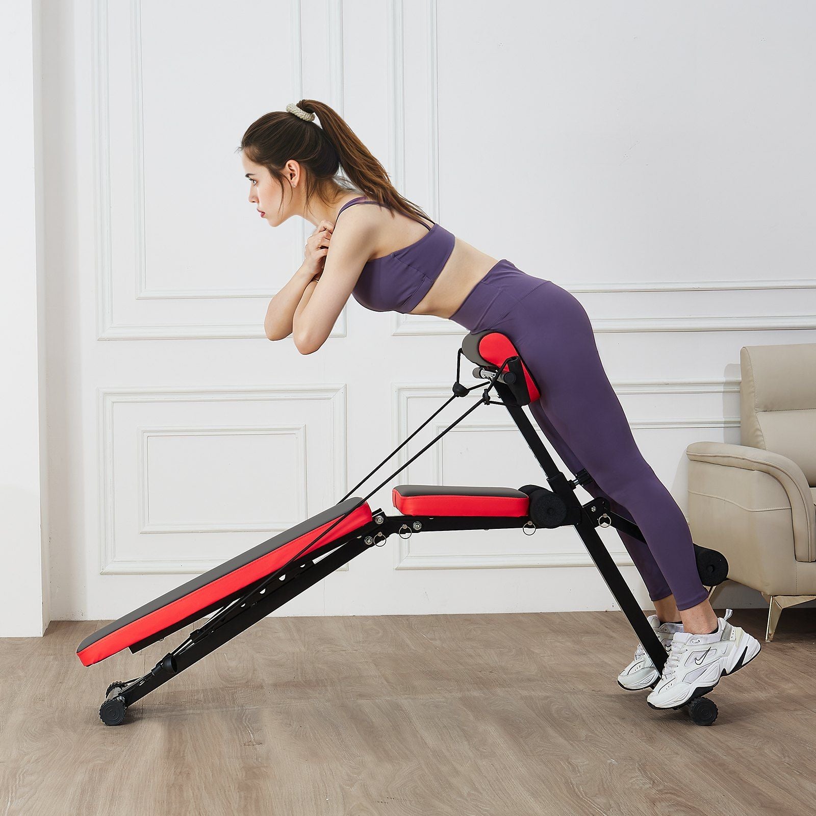 Multi-Functional Weight Bench for Full Body Workout, Roman Chair Hyperextension Bench, 770 lbs Adjustable & Foldable Equipment for Back Arm Core Ab Workout, Sit Up Exercise Machine for Home Gym