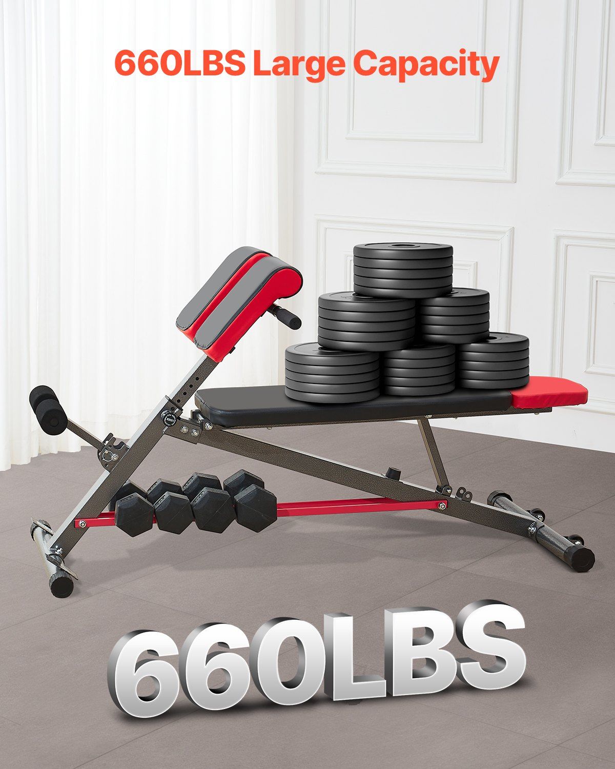 Multi-Functional Weight Bench for Full Body Workout, Roman Chair Hyperextension Bench, 660 lbs Adjustable Extension Equipment for Back Arm Core Ab Workout, Sit Up Exercise Machine for Home Gym