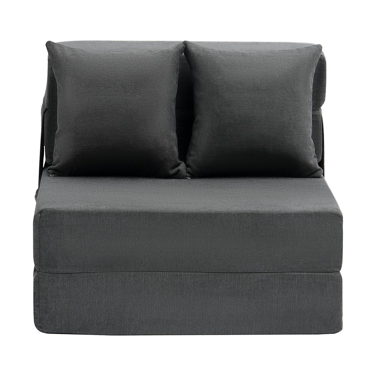 Folding Sofa Bed, 3-in-1 Foldable Couch Bed with 2 Pillows and Washable Cover, 25D High Density Memory Foam Convertible Sleeper Chair Bed, Futon Couch for Living Room, Bedroom, Dark Grey(Single)