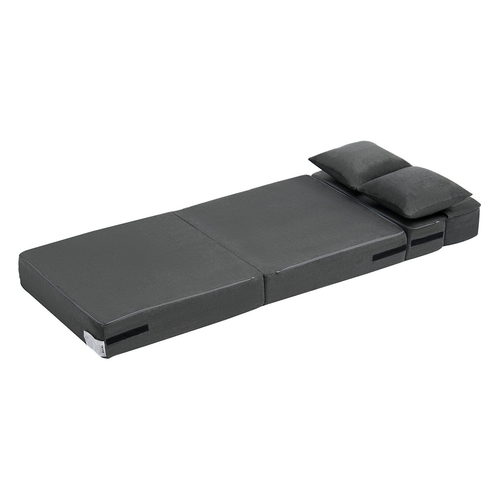Folding Sofa Bed, 3-in-1 Foldable Couch Bed with 2 Pillows and Washable Cover, 25D High Density Memory Foam Convertible Sleeper Chair Bed, Futon Couch for Living Room, Bedroom, Dark Grey(Single)