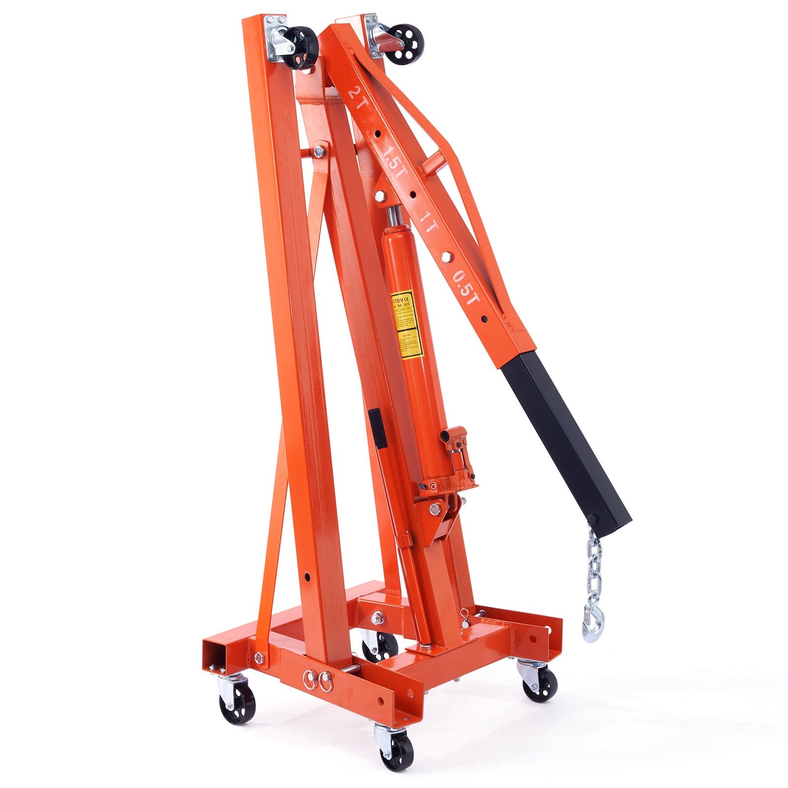VEVOR Hydraulic Engine Hoist with Lever, 2000KG Heavy-duty Cherry Picker Shop Crane, Foldable Engine Crane and Engine Hoist leveler for Auto Repair, Motors, Weights Lifting, Loading
