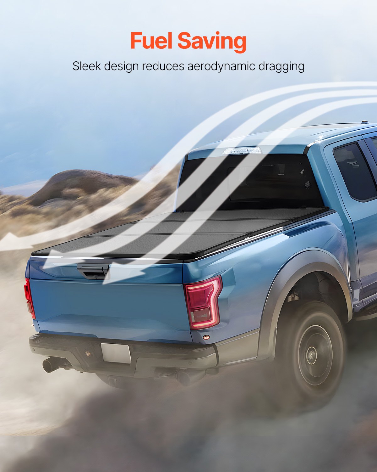 VEVOR Tri-Fold Truck Bed Tonneau Cover, Compatible with 2015-2024 Ford F-150, Lightning, Styleside 1661 mm Bed, Fit 1704 x 1656 mm/1661 x 1656 mm Inside Bed, 181.4 kg Load Capacity, LED Light, Black