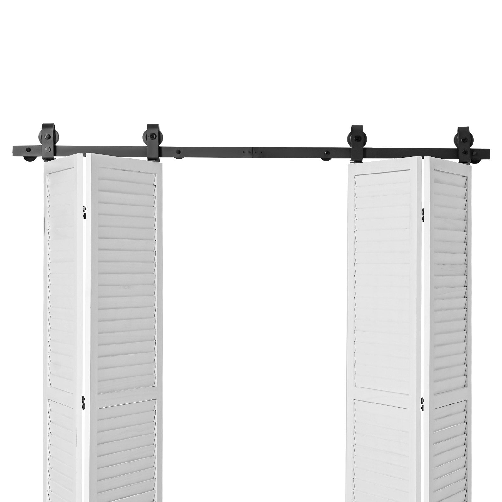 VEVOR Bi-Folding Sliding Barn Door Hardware Track Kit, 64" Top Mount Track Kit, Slide Smoothly & Quietly, Heavy Duty, Easy to Install, Suitable for Four 15" Closet Pantry Laundry Doors (Not Included)