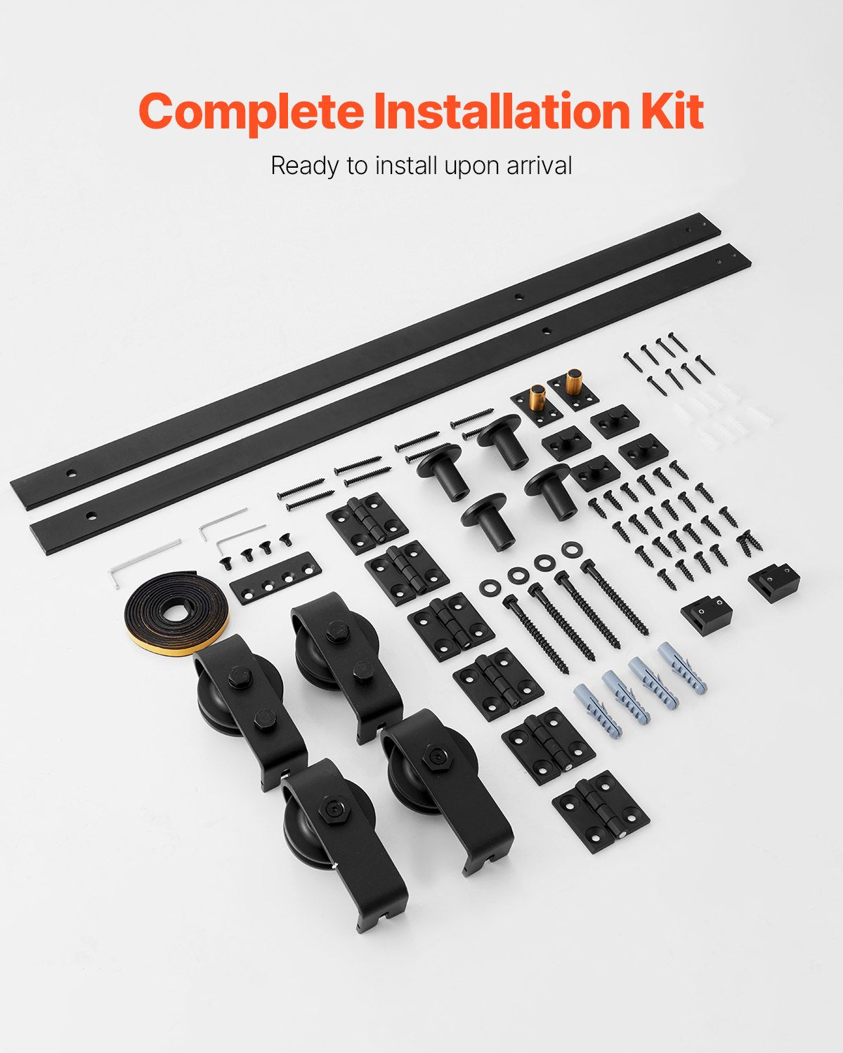 VEVOR Bi-Folding Sliding Barn Door Hardware Track Kit, 52" Top Mount Track Kit, Slide Smoothly & Quietly, Heavy Duty, Easy to Install, Suitable for Four 12" Closet Pantry Laundry Doors (Not Included)