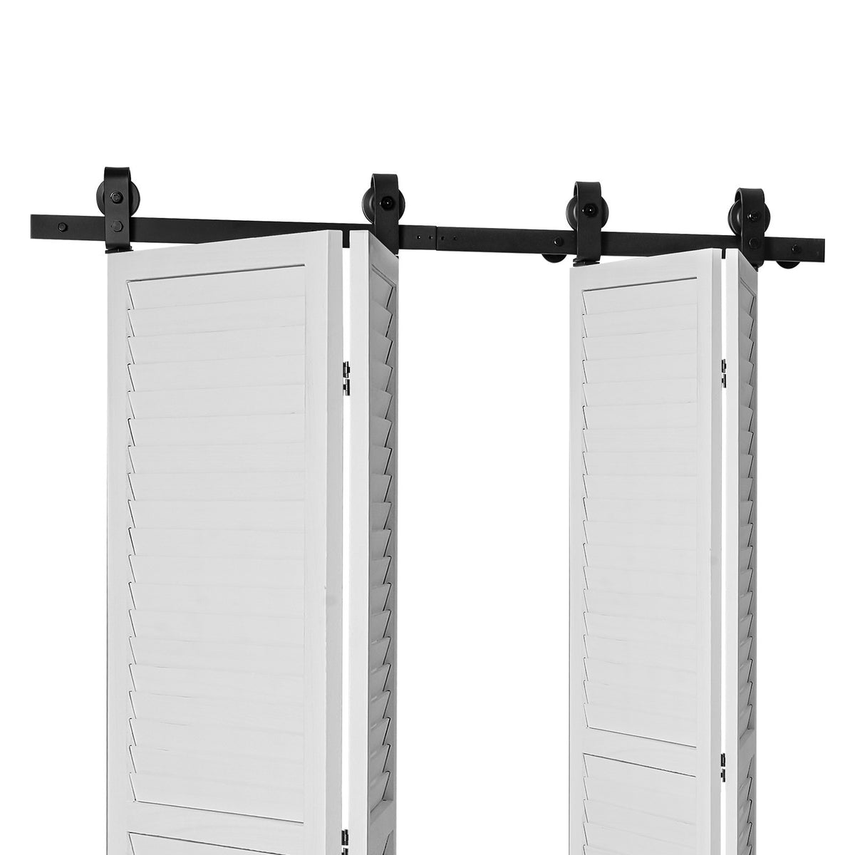 VEVOR Bi-Folding Sliding Barn Door Hardware Track Kit, 52" Top Mount Track Kit, Slide Smoothly & Quietly, Heavy Duty, Easy to Install, Suitable for Four 12" Closet Pantry Laundry Doors (Not Included)