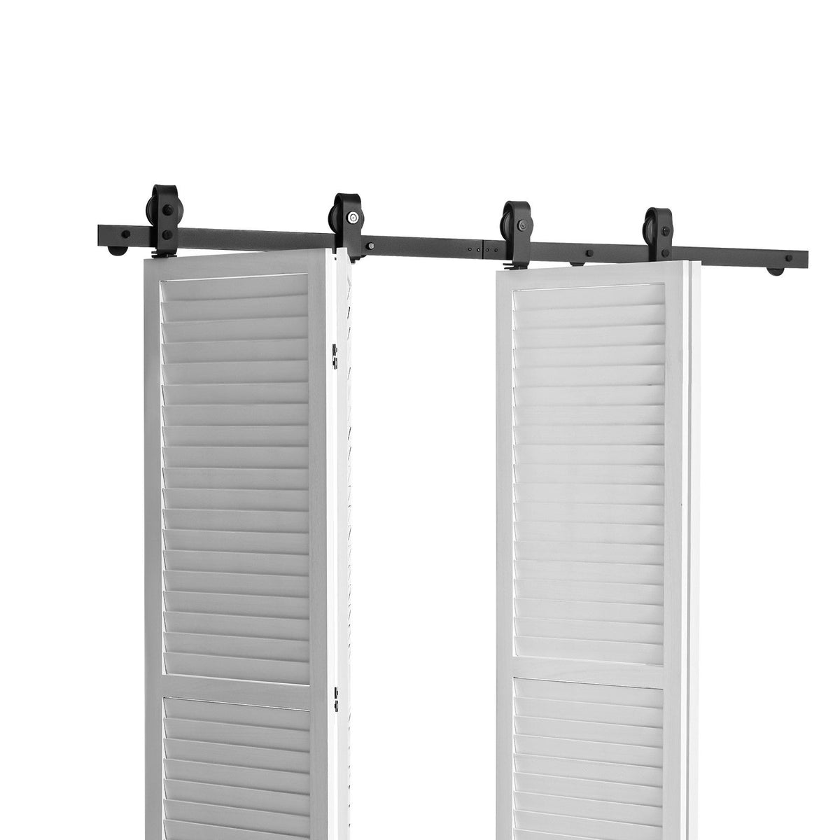 Bi-Folding Sliding Barn Door Hardware Track Kit, 76" Top Mount Track Kit, Slide Smoothly & Quietly, Heavy Duty, Easy to Install, Suitable for Four 18" Closet Pantry Laundry Doors (Not Included)