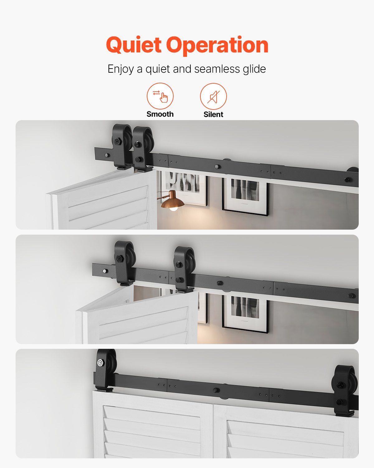 Bi-Folding Sliding Barn Door Hardware Track Kit, 36" Top Mount Track Kit, Slide Smoothly & Quietly, Heavy Duty, Easy to Install, Suitable for Two 16" Closet Pantry Laundry Doors (Not Included)