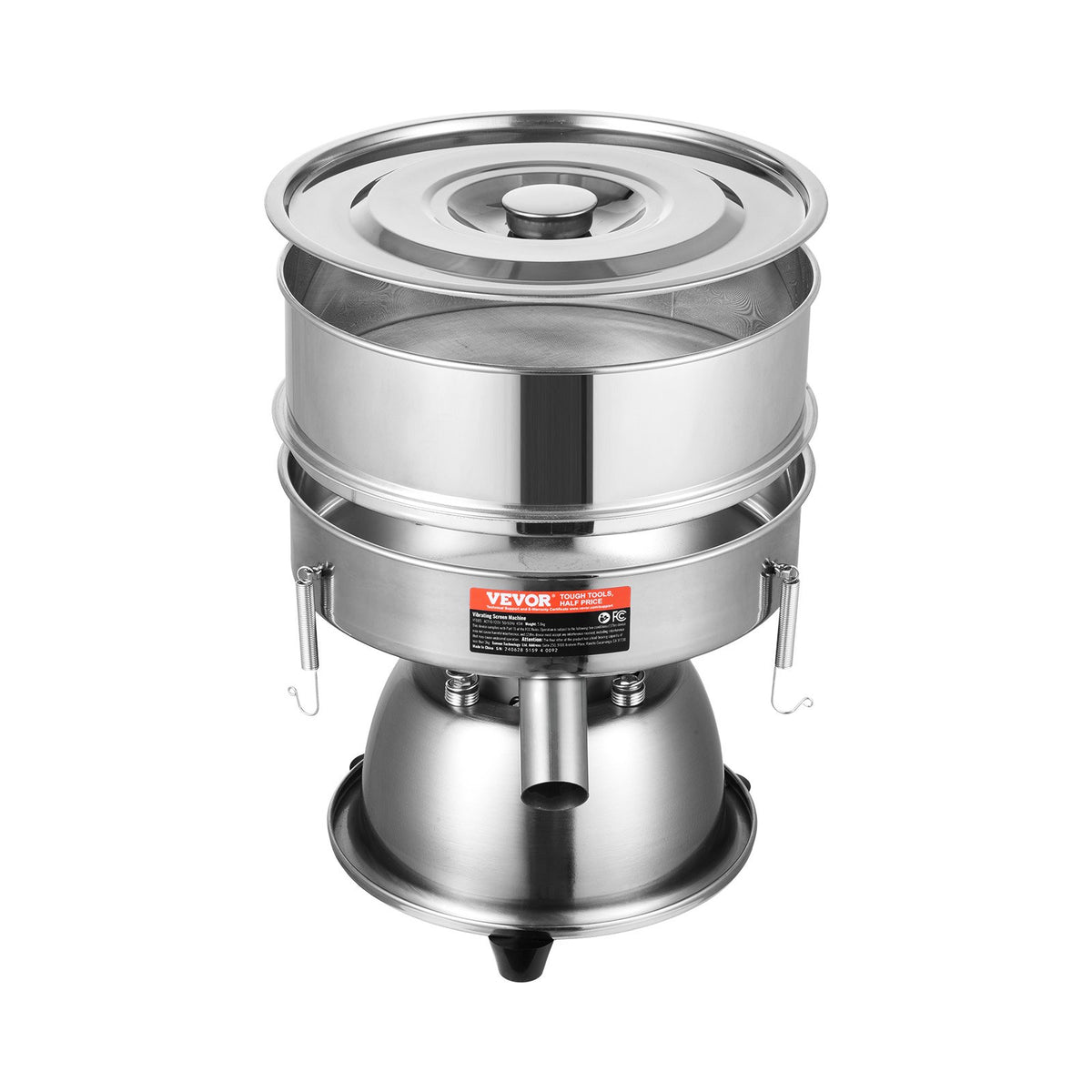 VEVOR Automatic Electric Vibrating Sieve, Stainless Steel Sifter Shaker Machine with 10+60 Mesh, 45W Automatic Powder Sifter Machine Countertop, Electric Sieve Shaker for Flour Powers, Mungbean, Rice