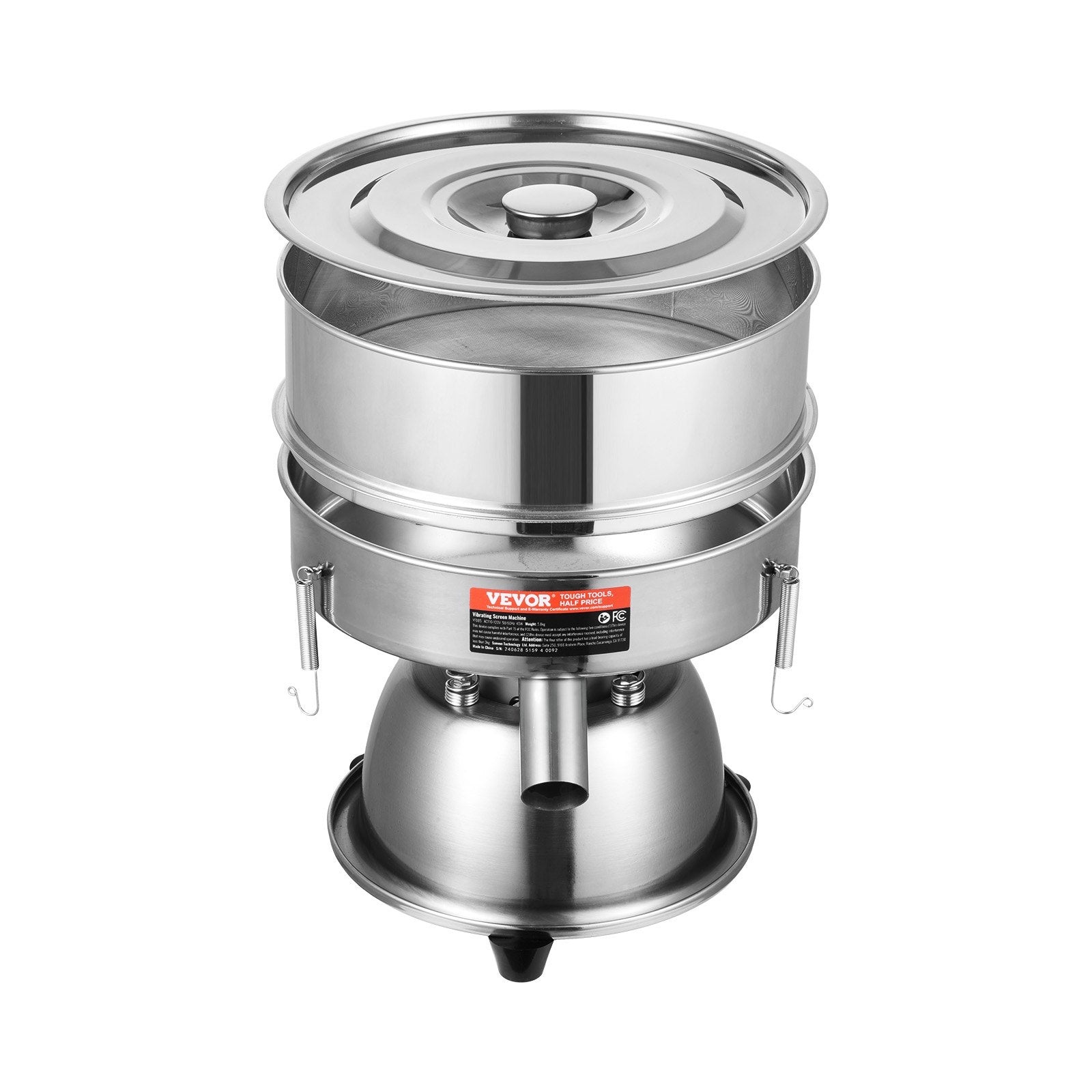 VEVOR Automatic Electric Vibrating Sieve, Stainless Steel Sifter Shaker Machine with 40+60 Mesh, 45W Automatic Powder Sifter Machine Countertop, Electric Sieve Shaker for Flour Powers, Mungbean, Rice
