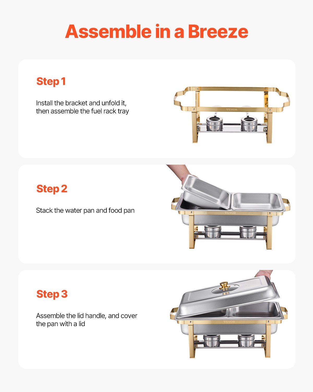 Chafing Dish Buffet Set, 4 Qt 2 Pack, Stainless Steel Chafer with 4 Half Size Pans, Rectangle Catering Warmer Server with Glass Lid Water Pan Folding Stand Fuel Holder, for Wedding Party Banquet