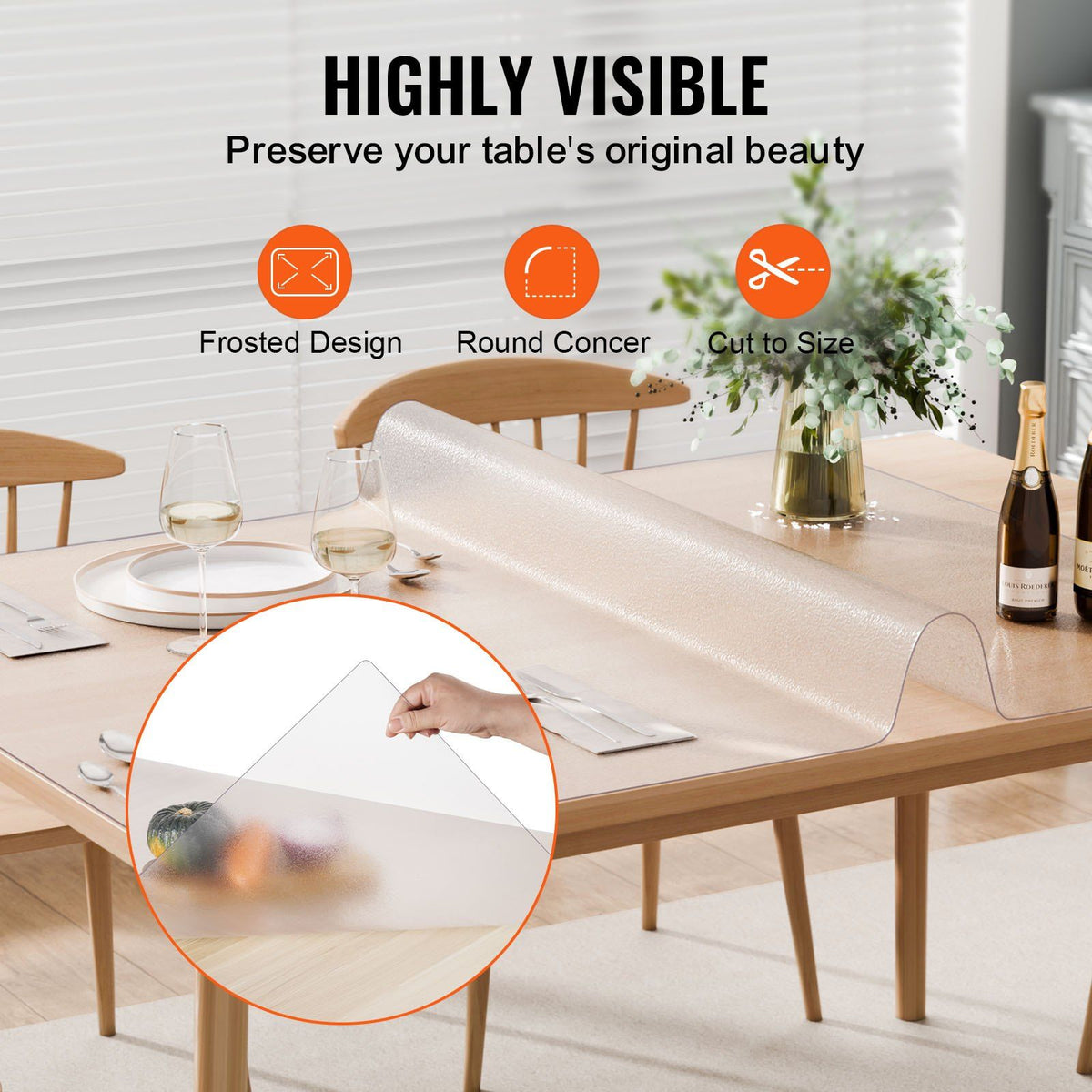 Plastic Table Cover, 24 x 48 Inch 1.5 mm Thick Frosted Table Protector, Rectangle PVC Desk Mat, Waterproof & Easy Cleaning Desk Pad Tablecloth, for Office Dresser Dining Room Table Night Stand