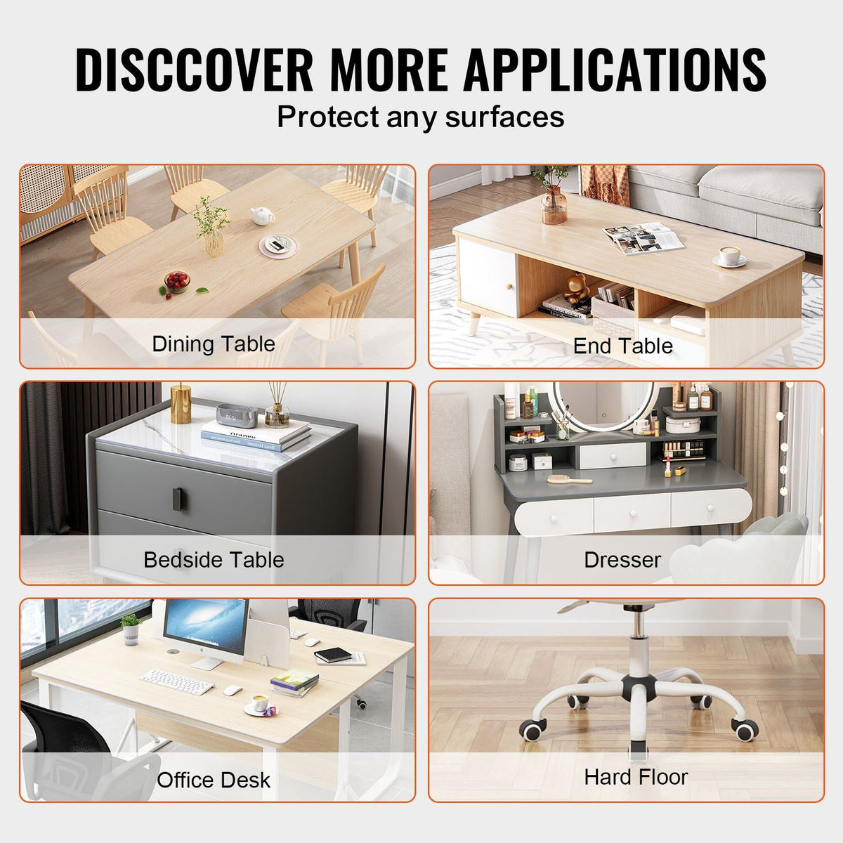 Plastic Table Cover, 30 x 60 Inch 1.5 mm Thick Clear Table Protector, Rectangle PVC Desk Mat, Waterproof & Easy Cleaning Desk Pad Tablecloth, for Office Dresser Dining Room Table Night Stand