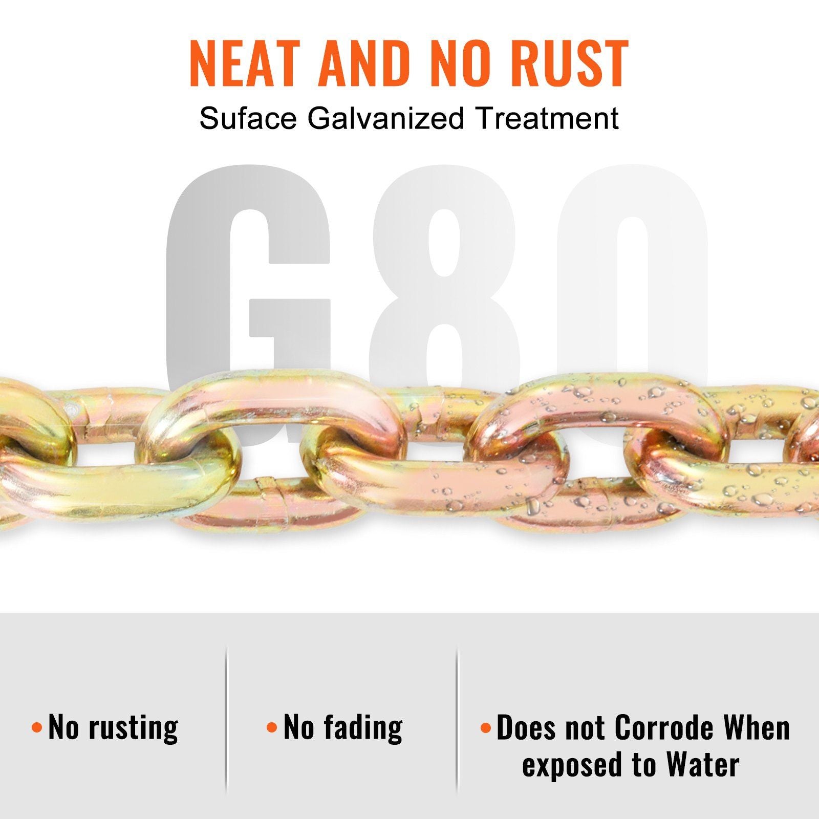 Transport Binder Chain, 3220 kg Working Load Limit, 3/8''x20' G80 Tow Chain Tie Down with Grab Hooks, DOT Certified, Galvanized Coating Manganese Steel for Dock Factory Construction Site, 2 Pack