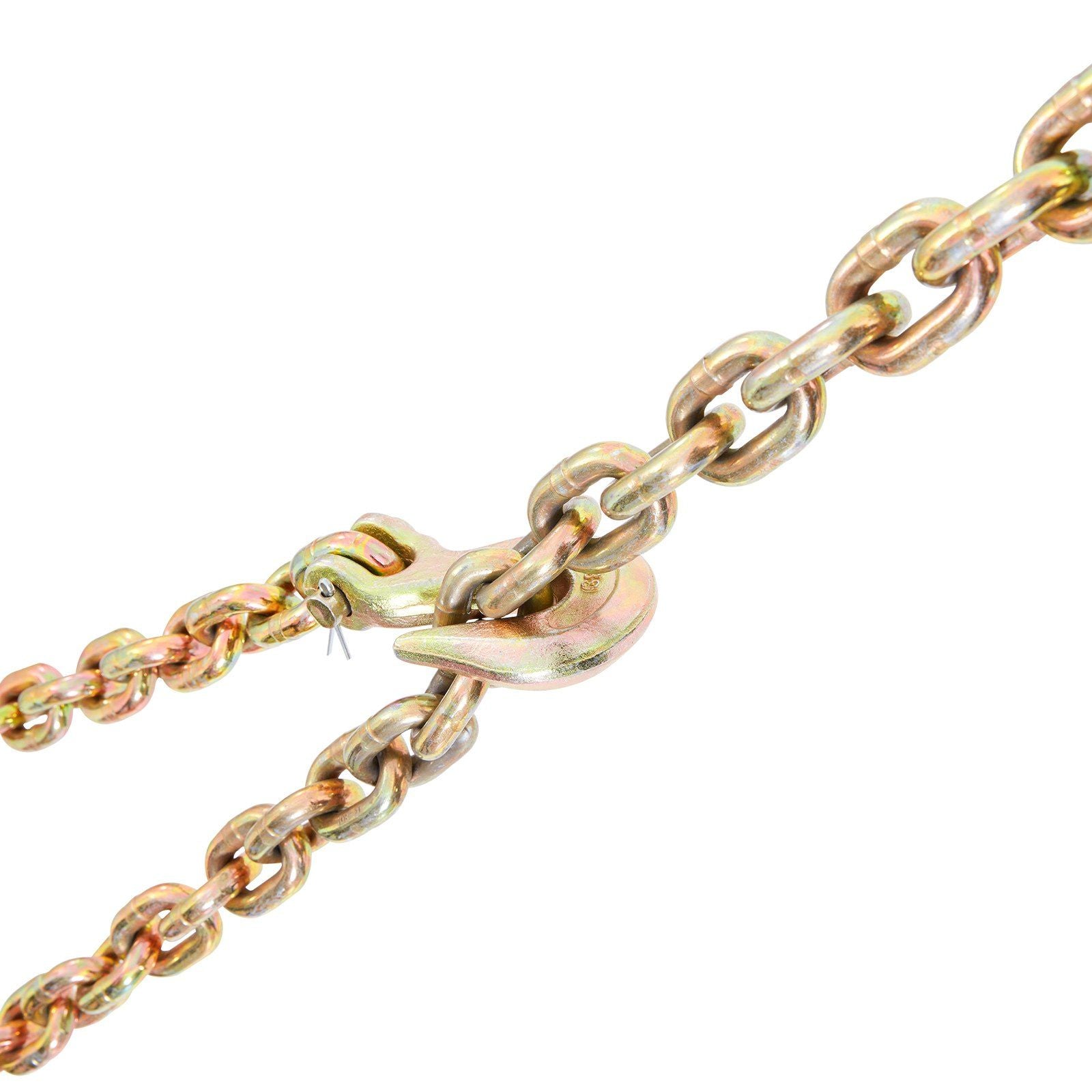 Transport Binder Chain, 3220 kg Working Load Limit, 3/8''x20' G80 Tow Chain Tie Down with Grab Hooks, DOT Certified, Galvanized Coating Manganese Steel for Dock Factory Construction Site, 2 Pack