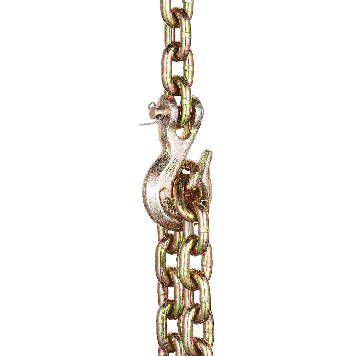 G80 Transport Binder Chain, 8 mm x 316 cm 2-Pack Tow Chain with Clevis Grab Hooks, 2.22T Safe Working Load, Heavy Duty Logging Chain for Transporting Towing Truck Tie Down Binding Equipment