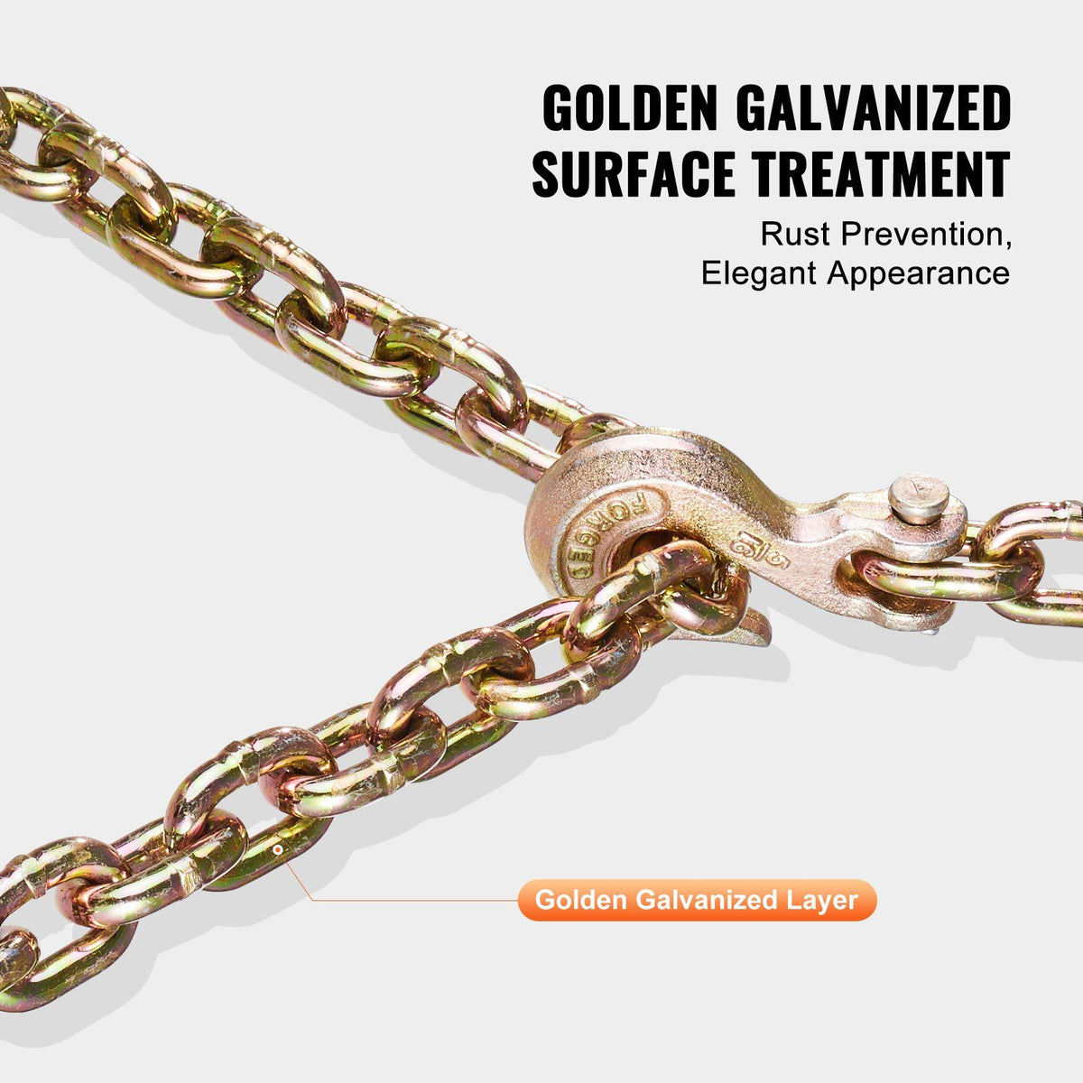 G80 Transport Binder Chain, 8 mm x 316 cm 2-Pack Tow Chain with Clevis Grab Hooks, 2.22T Safe Working Load, Heavy Duty Logging Chain for Transporting Towing Truck Tie Down Binding Equipment