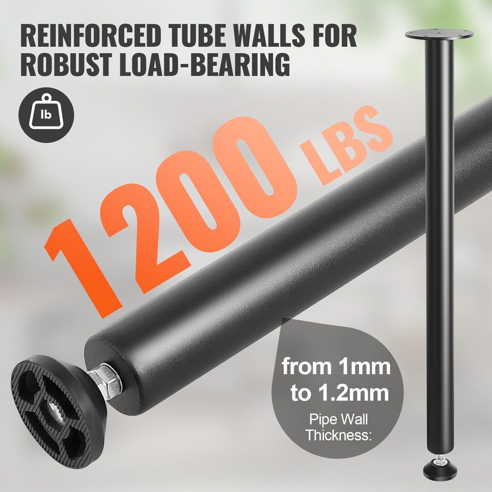 762MM Adjustable Desk Legs, Reinforced Steel Office Table Furniture legs Set of 4 for DIY, 544.3KG Load Capacity Heavy Duty Desk Legs, Quick Instalation Legs with Adjustable Foot Cup Black