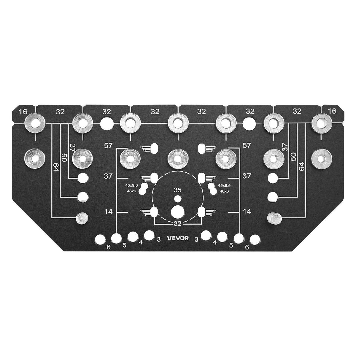 Shelf Pin Jig and Hinge Jig Two-in-One, Aluminum Alloy Cabinet Hardware Hole Drilling Template with 6.4 and 4.8 mm Drill Bits, for Cabinet Doors Bookshelves Wardrobes Woodworking and DIY
