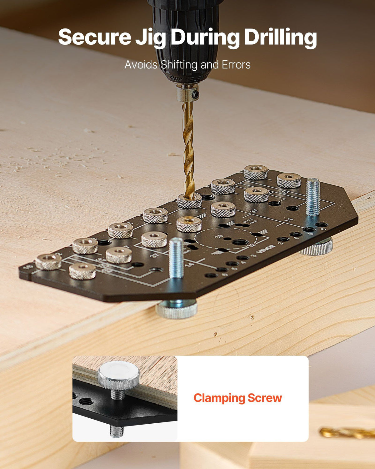 Shelf Pin Jig and Hinge Jig Two-in-One, Aluminum Alloy Cabinet Hardware Hole Drilling Template with 6.4 and 4.8 mm Drill Bits, for Cabinet Doors Bookshelves Wardrobes Woodworking and DIY