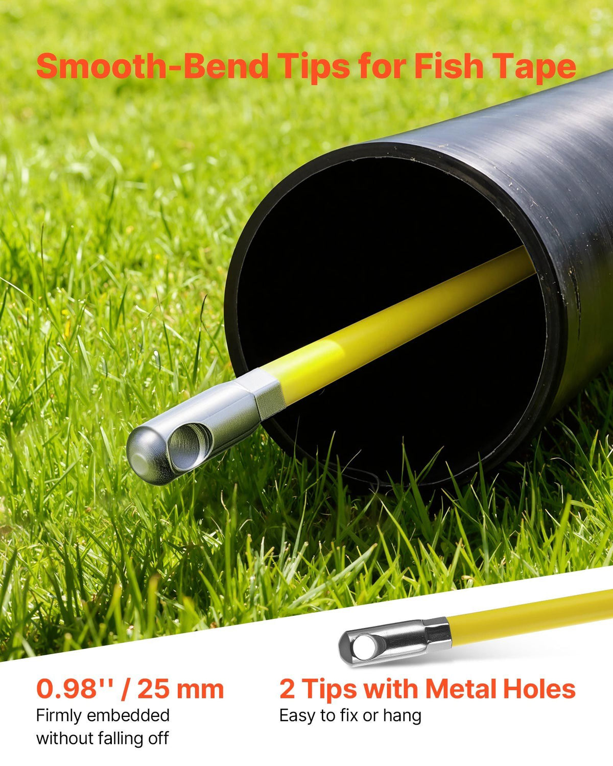 Fish Tape Fiberglass, 152M 6.3MM, Duct Rodder Fishtape Wire Puller with Stand, Cable Running Rod with Locking Mechanism, Fishing Tools, for Walls Floor and Electrical Conduit, Non-Conductive
