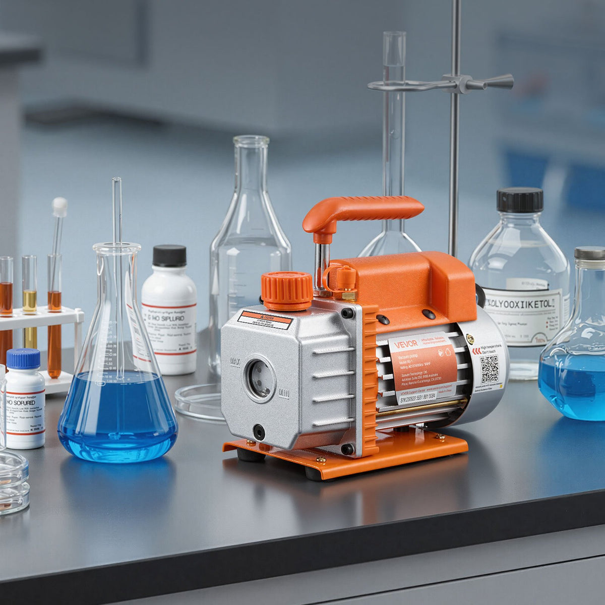 VEVOR 18.93 L Vacuum Chamber with Pump, 3.5 CFM 99 L/min, Single Stage Vacuum Pump, Stainless Steel Degassing Chamber Kit, Tempered Glass Lid, 1.5 m Hose, for Stabilizing Wood Degassing Silicone Resin