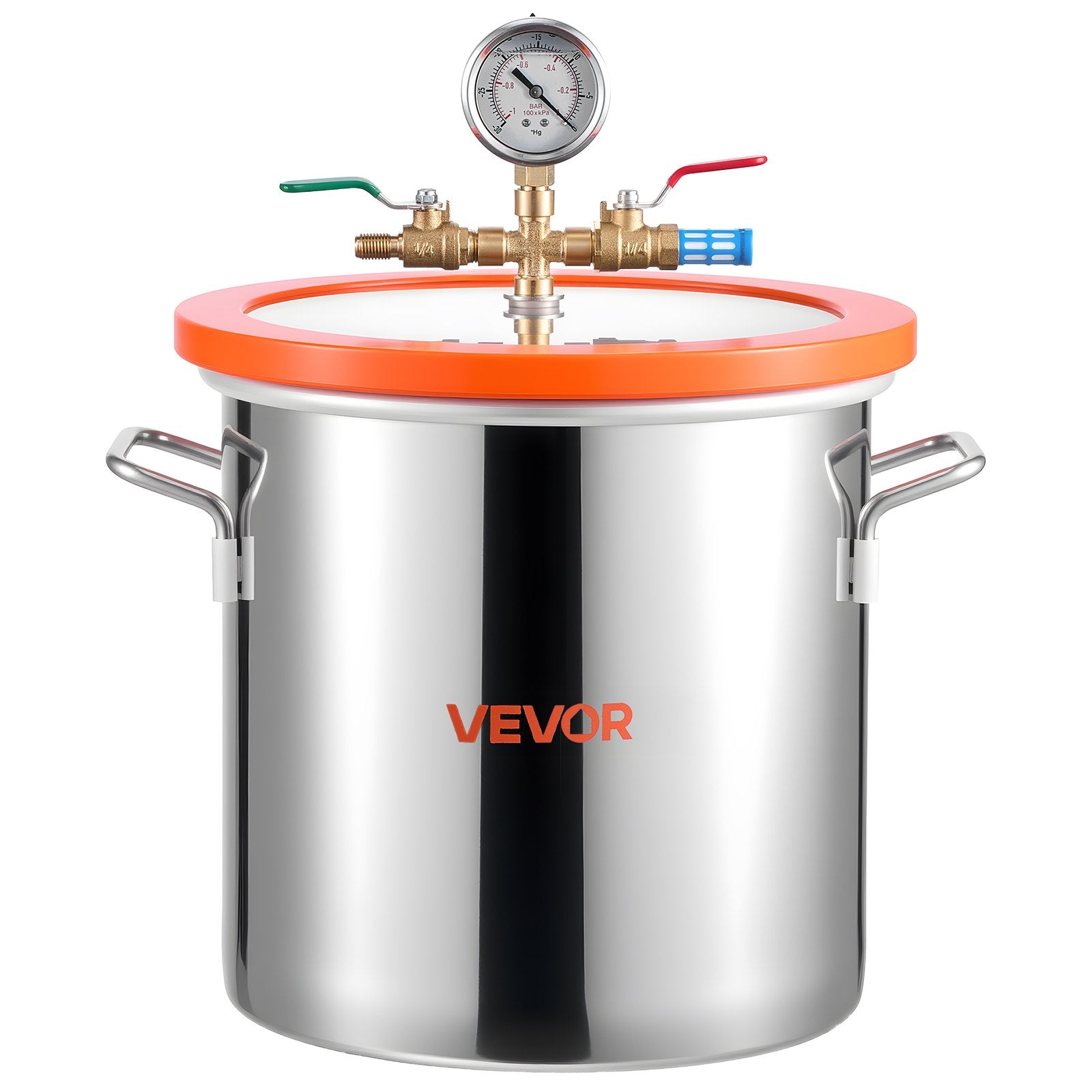 VEVOR 11.36 L Vacuum Chamber with Pump, 3.5 CFM 99 L/min, Single Stage Vacuum Pump, Stainless Steel Degassing Chamber Kit, Tempered Glass Lid, 1.5 m Hose, for Stabilizing Wood Degassing Silicone Resin