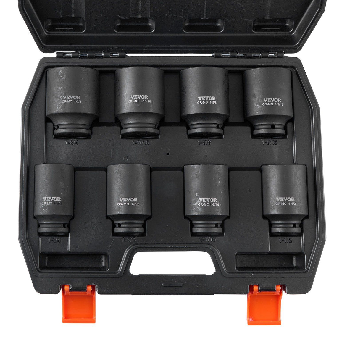 Axle Nut Impact Socket Set, 1/2" Drive Deep 6-Point 8-Piece SAE Spindle Nut Socket Set, CR-MO Heat Treated Large Socket Set with Storage Case, for Auto Repair, Removing or Installing Axle Nuts