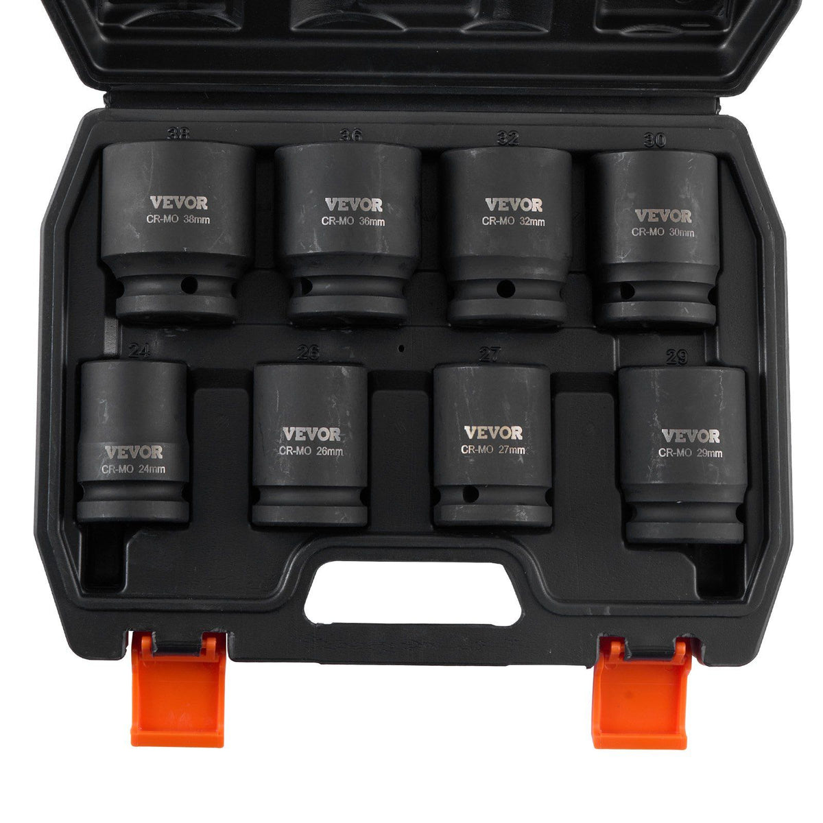 Axle Nut Impact Socket Set, 3/4" Drive 6-Point 8-Piece Metric Spindle Nut Socket Set, CR-MO Heat Treated Large Socket Set with Storage Case, for Auto Repair, Removing or Installing Axle Nuts