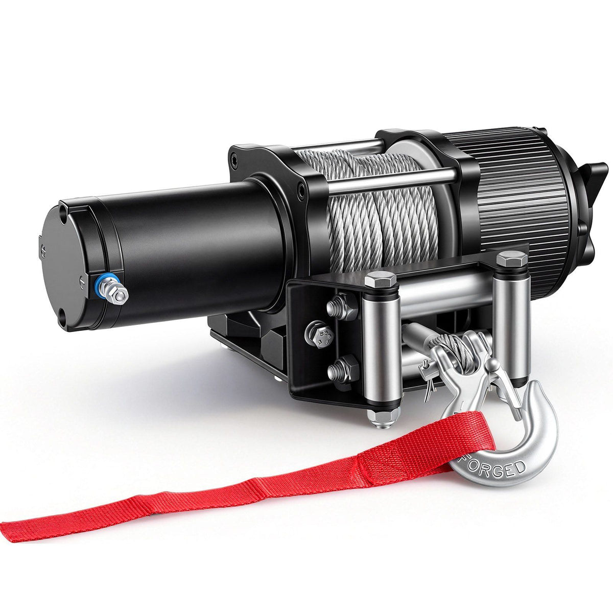 2041 kg Electric Winch, 12V DC ATV/UTV Winch with Φ6 mm x 12 m Steel Wire Rope, Wireless &amp; Wired Remote Control, IP54 Waterproof, Roller Fairlead Mount Plate for Towing ATV UTV Off-Road