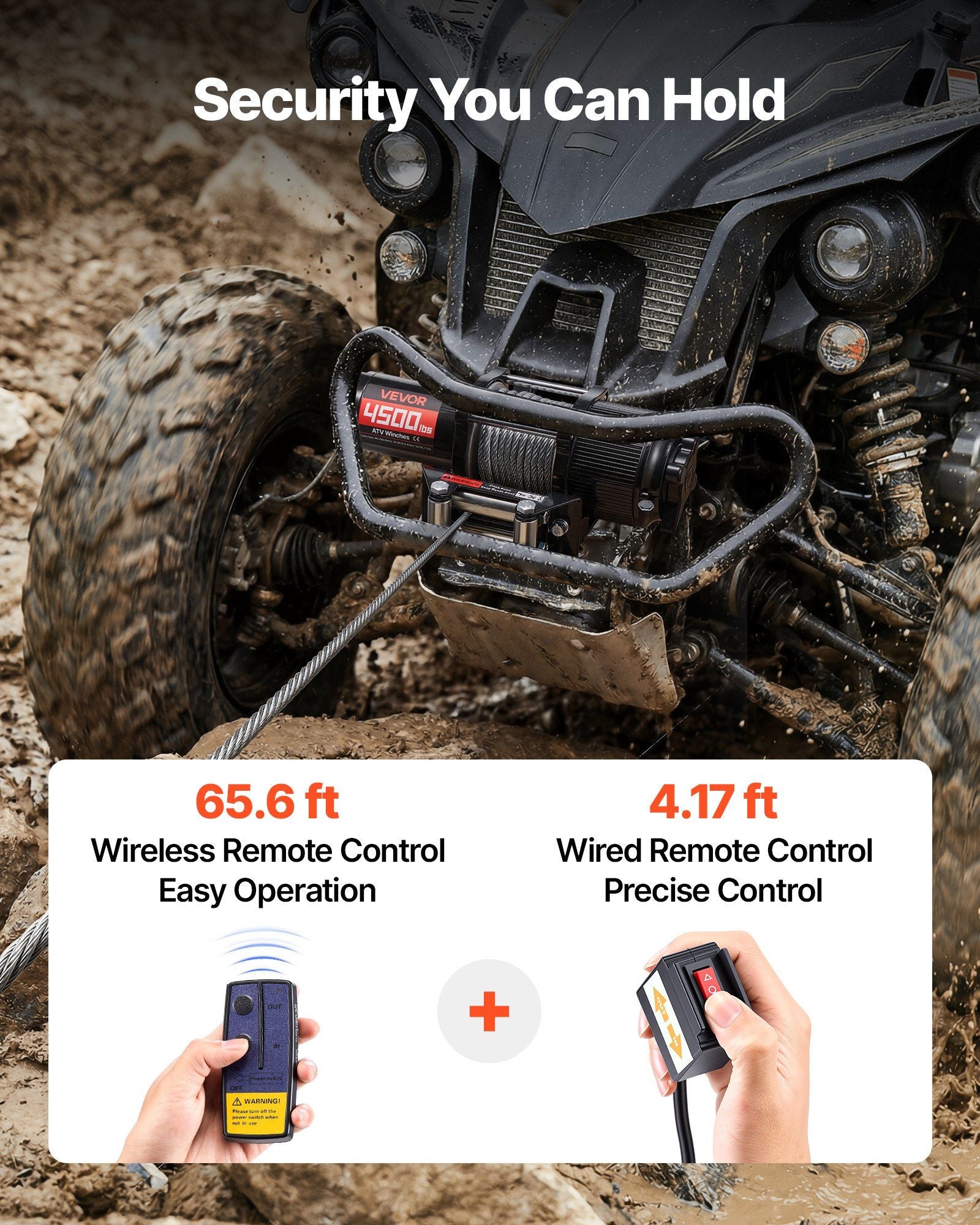 2041 kg Electric Winch, 12V DC ATV/UTV Winch with Φ6 mm x 12 m Steel Wire Rope, Wireless & Wired Remote Control, IP54 Waterproof, Roller Fairlead Mount Plate for Towing ATV UTV Off-Road