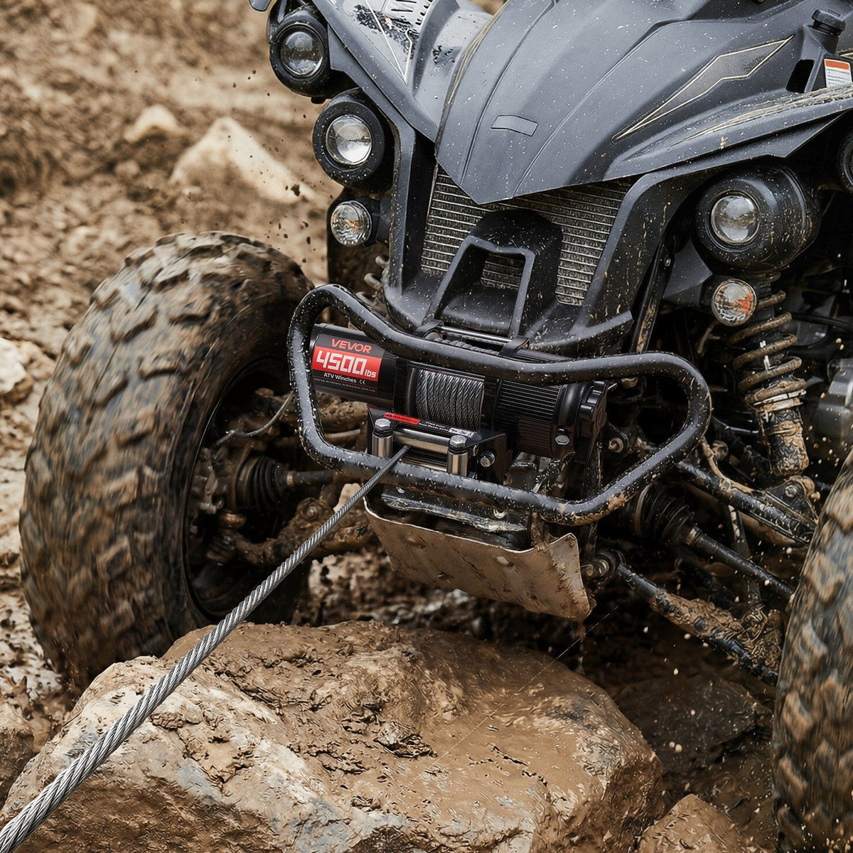 2041 kg Electric Winch, 12V DC ATV/UTV Winch with Φ6 mm x 12 m Steel Wire Rope, Wireless & Wired Remote Control, IP54 Waterproof, Roller Fairlead Mount Plate for Towing ATV UTV Off-Road