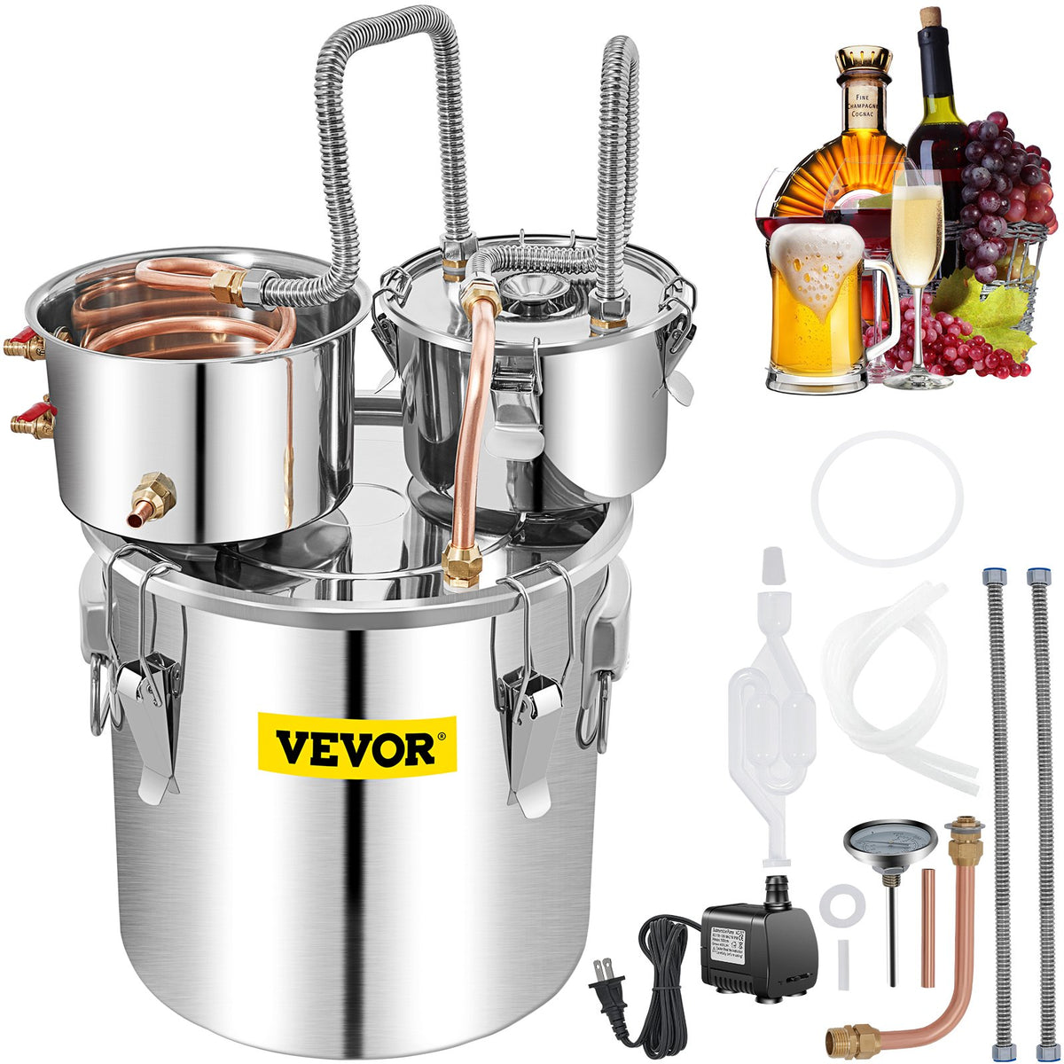 VEVOR Moonshine Still Water Alcohol Distiller 50L w/Thumper Keg &amp; Water Pump