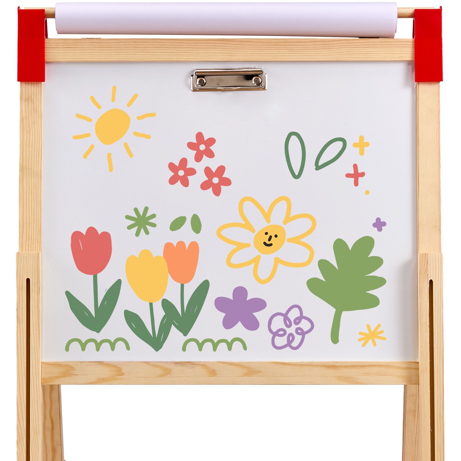 VEVOR Art Easel for Kids, 3-in-1 Wooden Double-Sided Kid's Art Easel with Magnetic Whiteboard, Chalkboard, Paper Roll, Adjustable Standing Drawing Board with Painting Accessories, Storage for Boy Girl