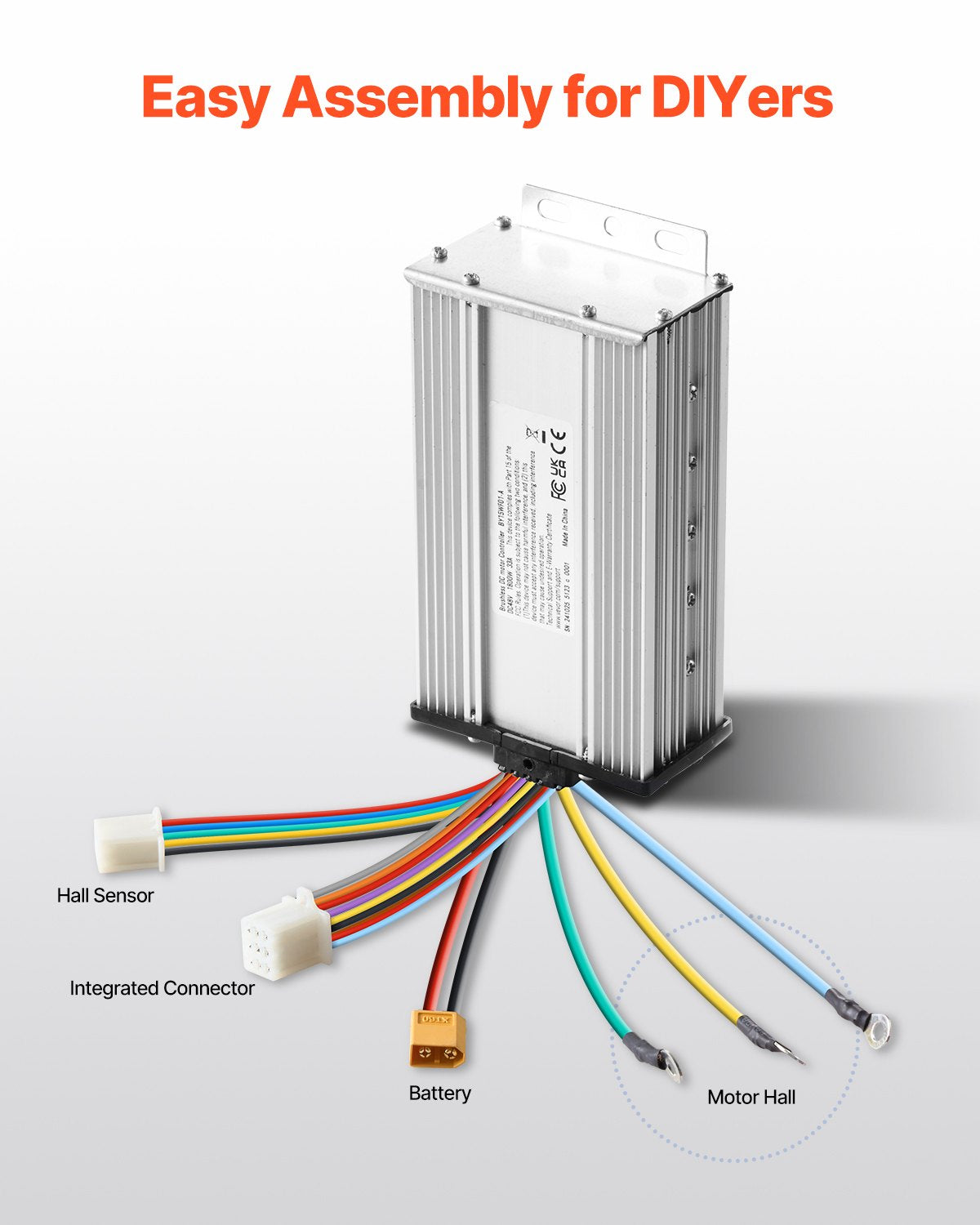 VEVOR 1800W Electric Brushless DC Motor Kit - 48V 4500rpm Motor with Upgraded Speed Controller, Throttle Grip Kit for Go Karts E-Bike Motorcycle Scooter